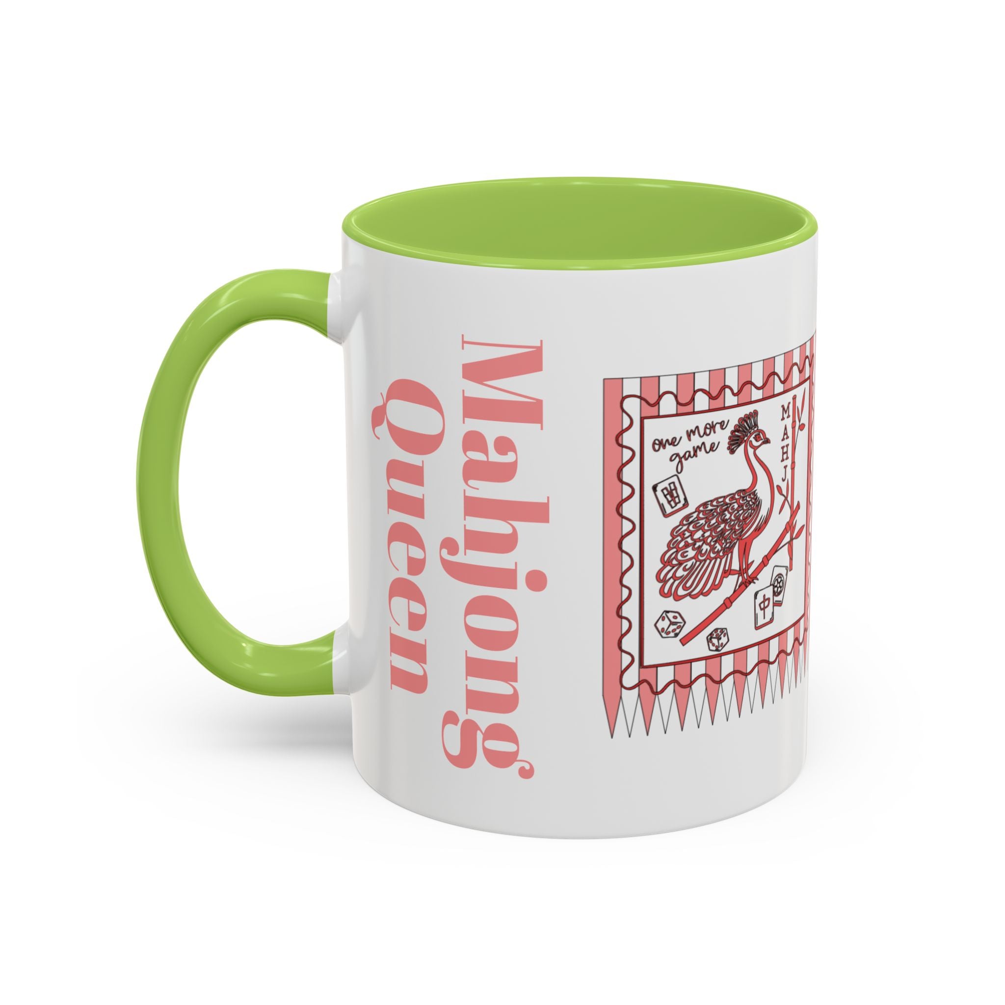 Mahjong Queen Accent Coffee Mug – Retro Tile Design, 11/15oz