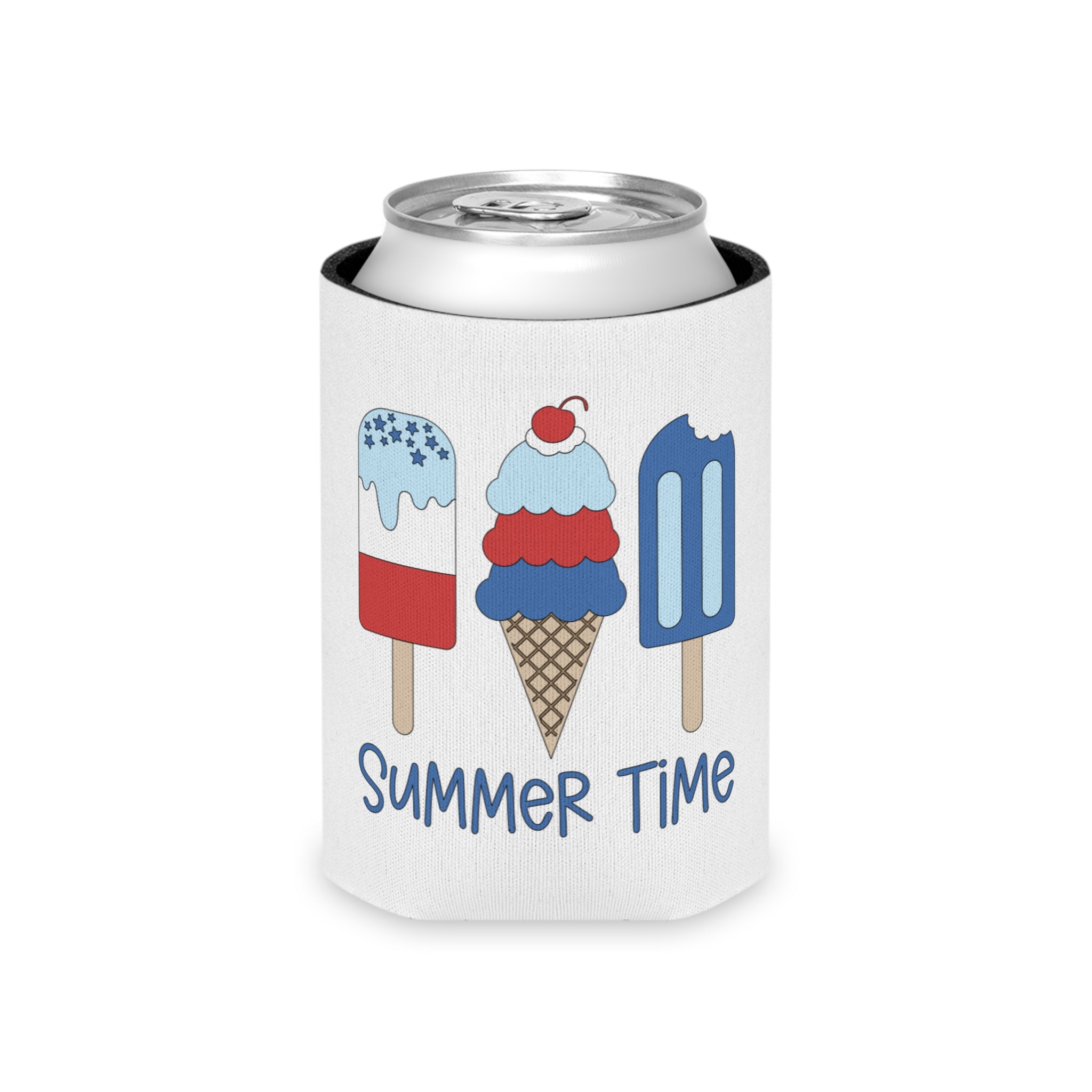 Summer Time Can Cooler — Patriotic Ice Cream Popsicle Drink Koozie
