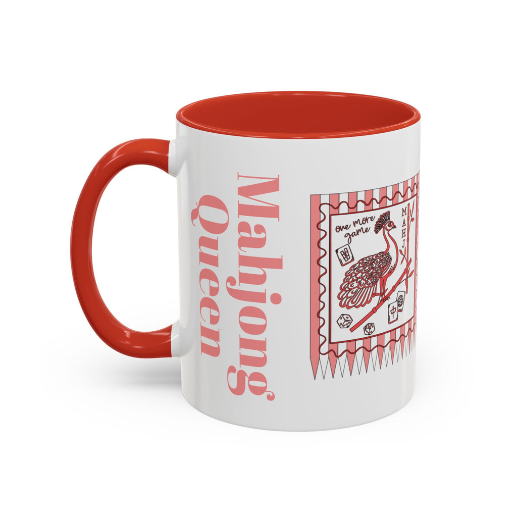 Mahjong Queen Accent Coffee Mug – Retro Tile Design, 11/15oz