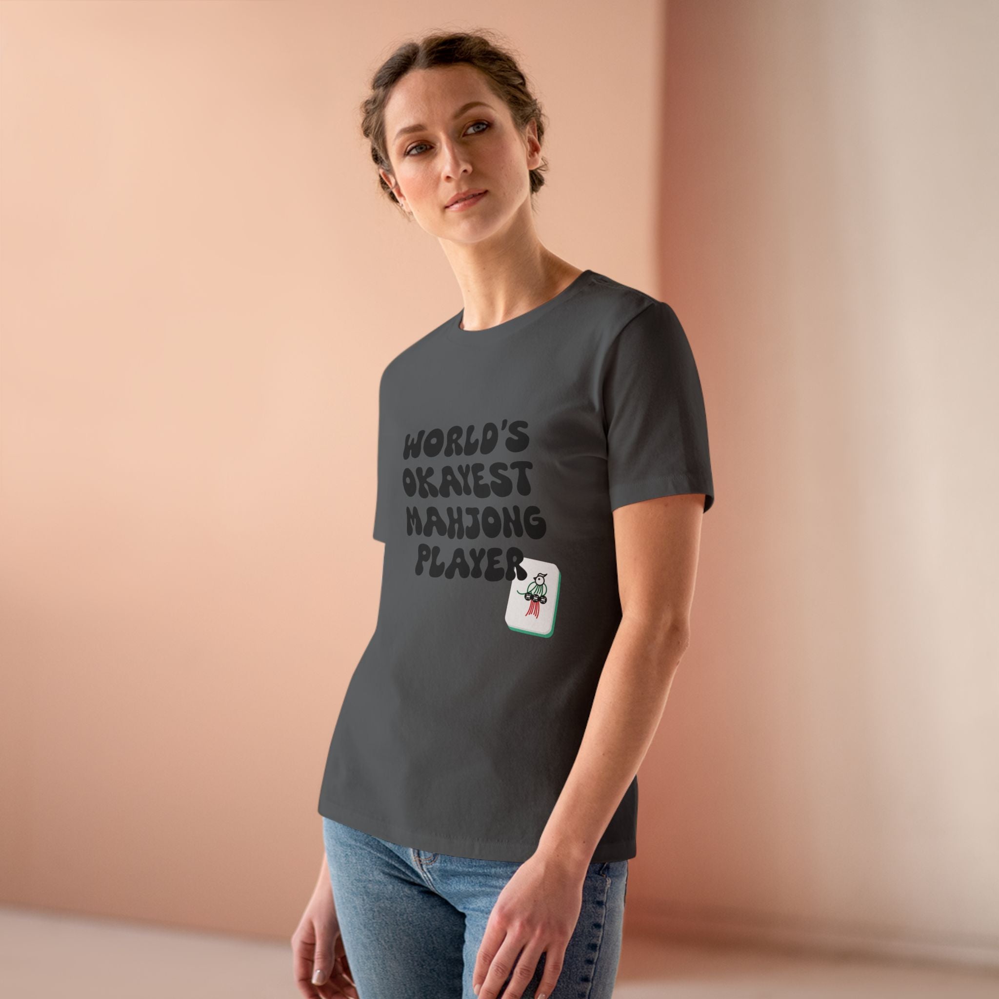 World's Okayest Mahjong Player Tee — Funny Mahjong Shirt for Women