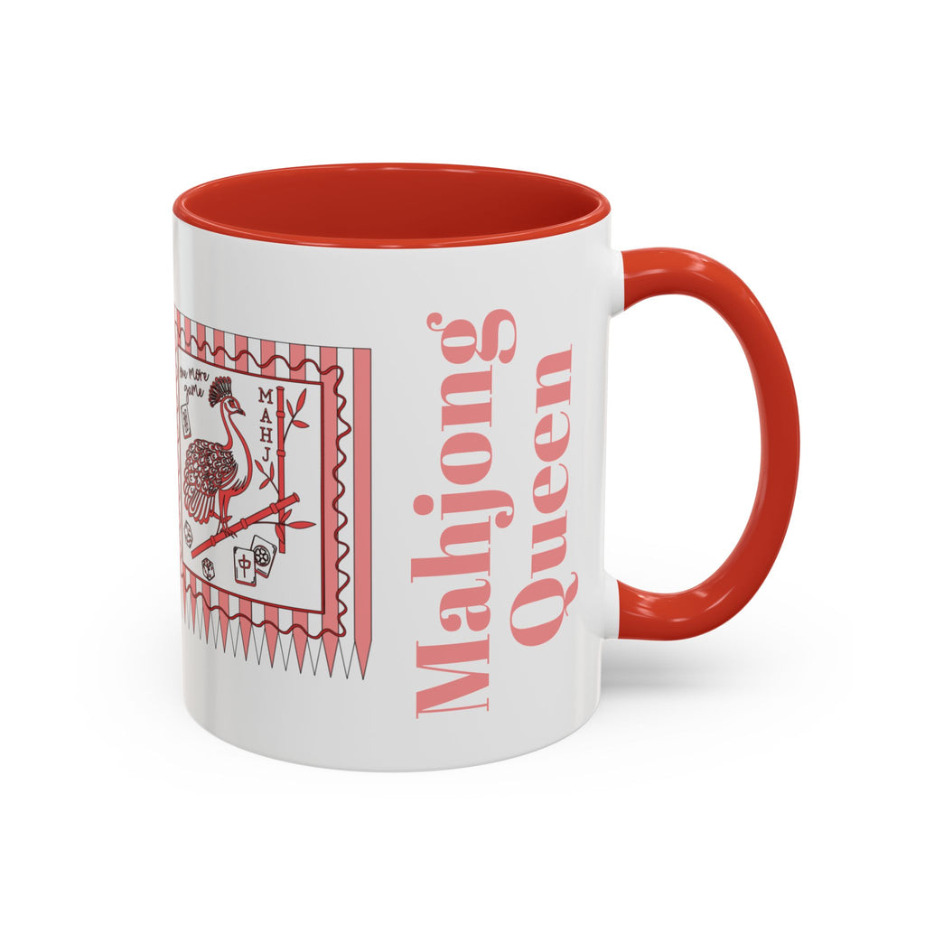 Mahjong Queen Accent Coffee Mug – Retro Tile Design, 11/15oz