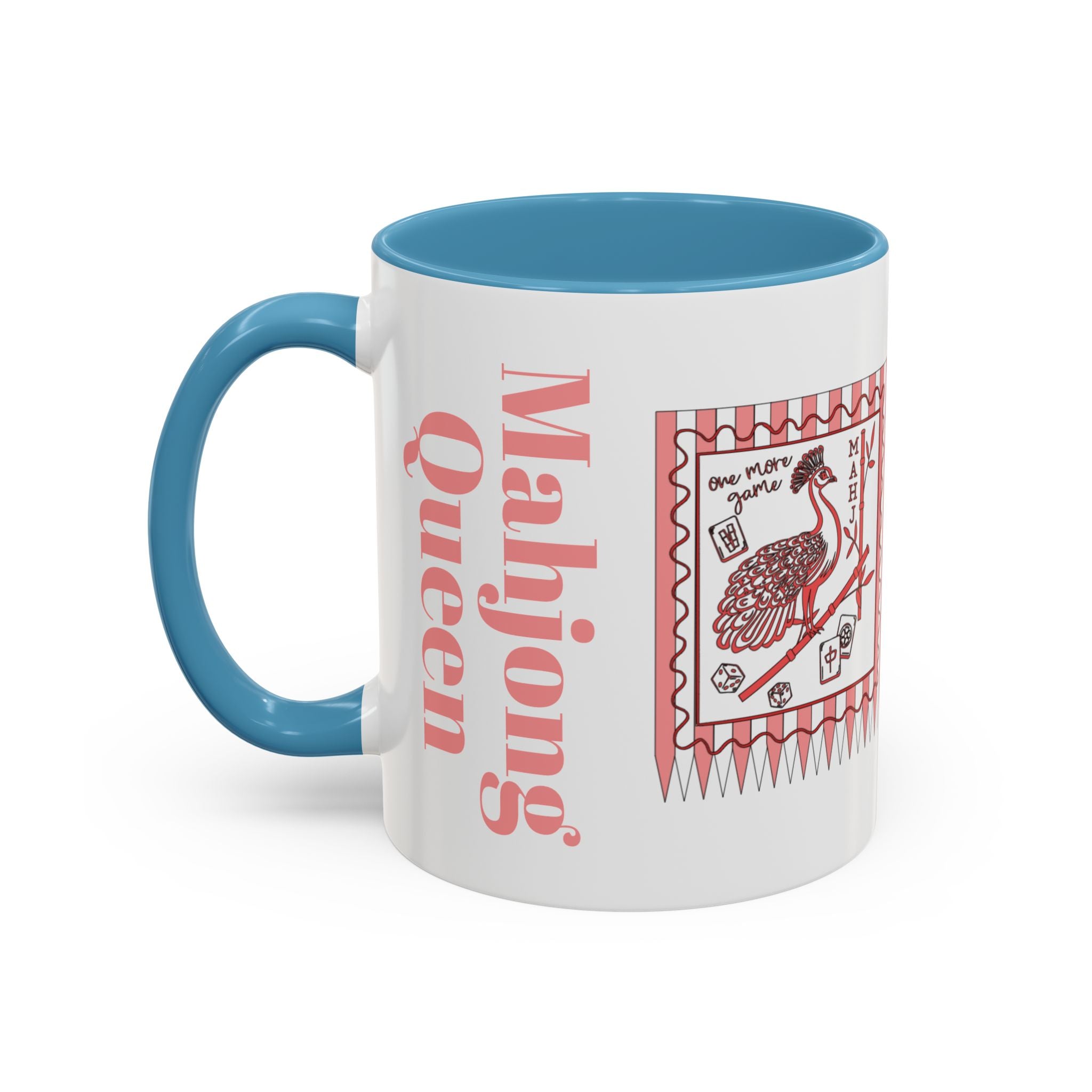 Mahjong Queen Accent Coffee Mug – Retro Tile Design, 11/15oz