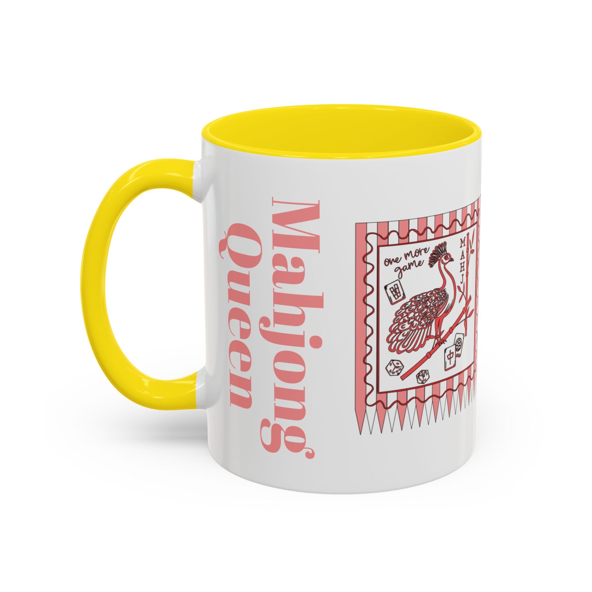 Mahjong Queen Accent Coffee Mug – Retro Tile Design, 11/15oz