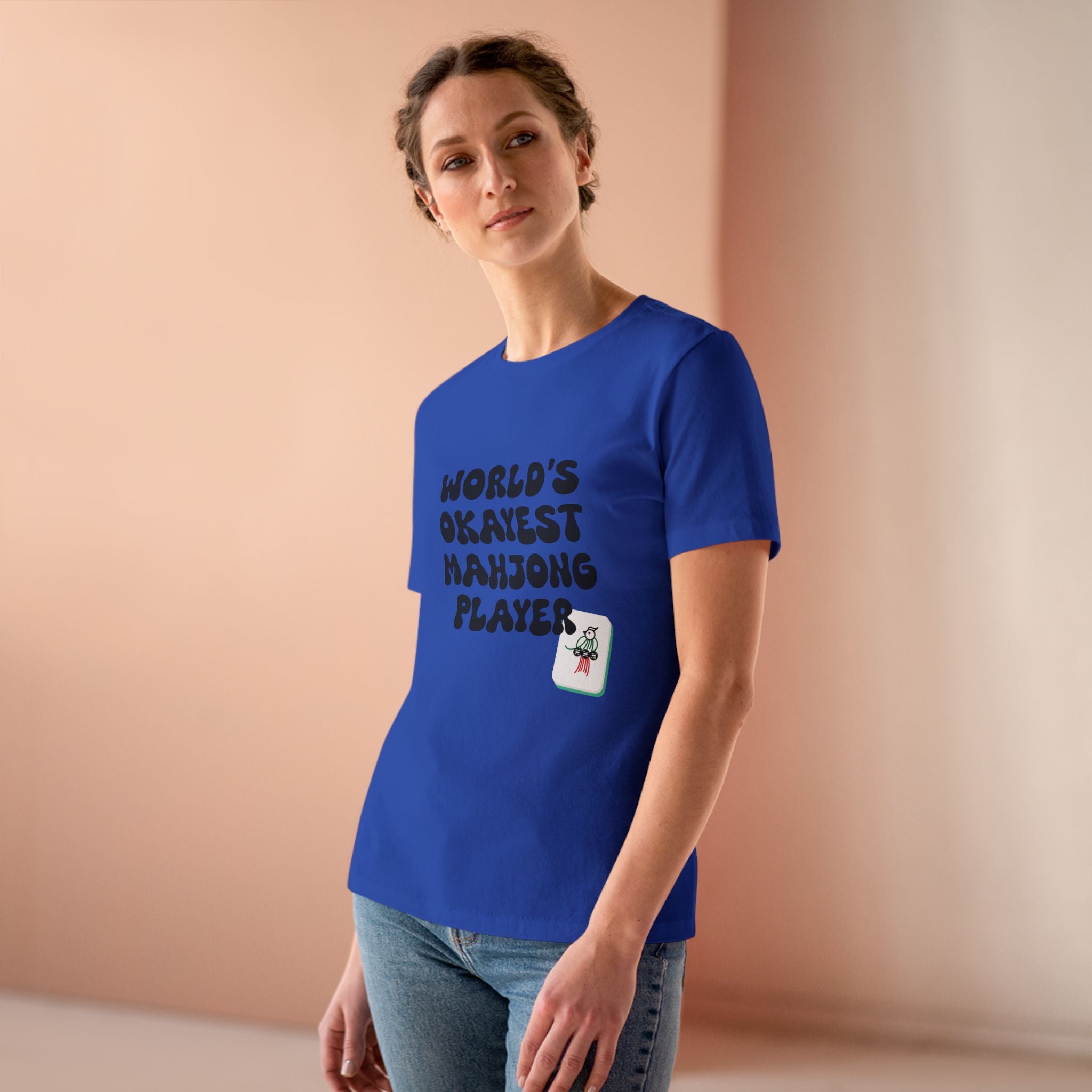 World's Okayest Mahjong Player Tee — Funny Mahjong Shirt for Women