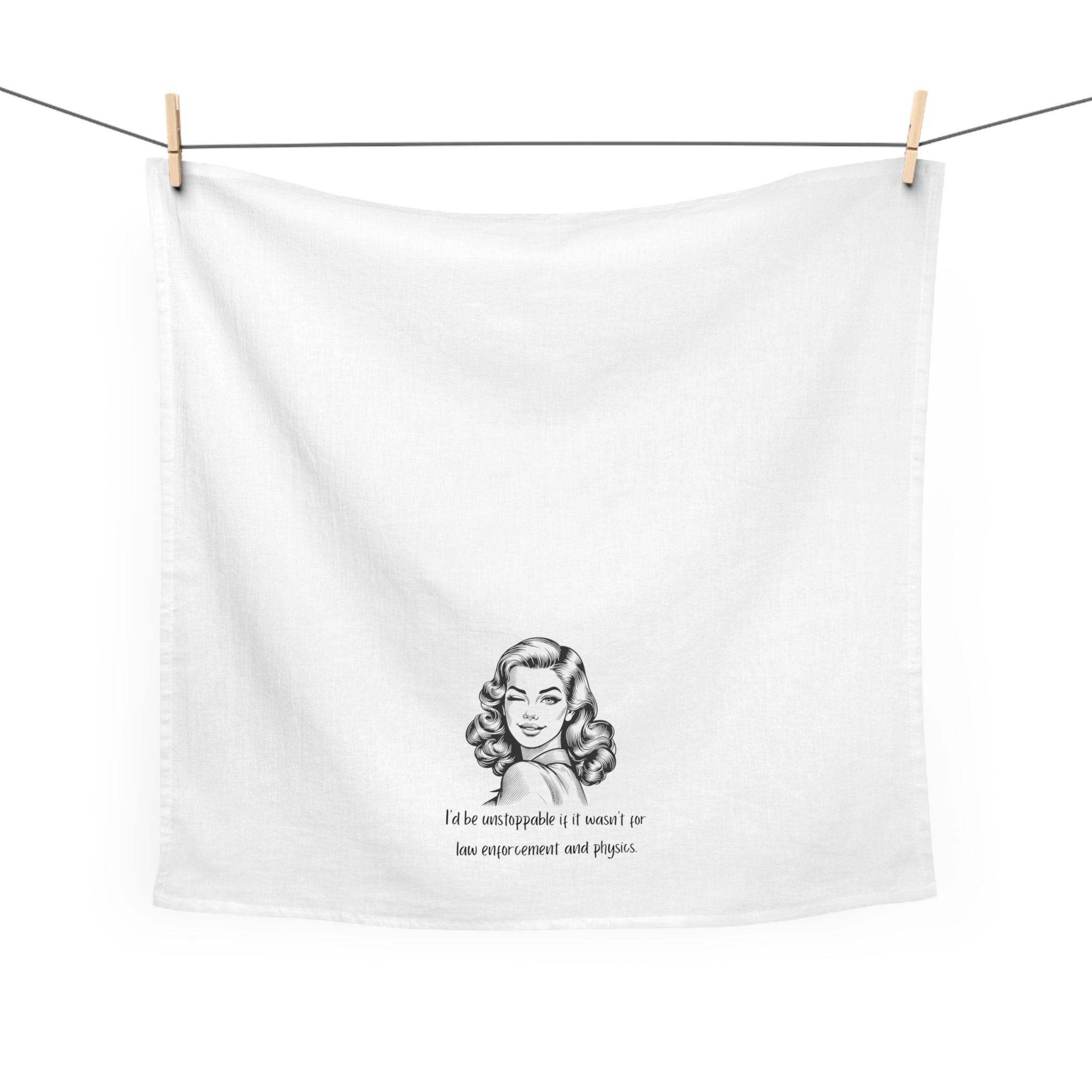 Vintage Woman Tea Towel — "I'd Be Unstoppable If I Wasn't Just Too Overcommitted and Tired" Kitchen Towel, Funny Retro Gift