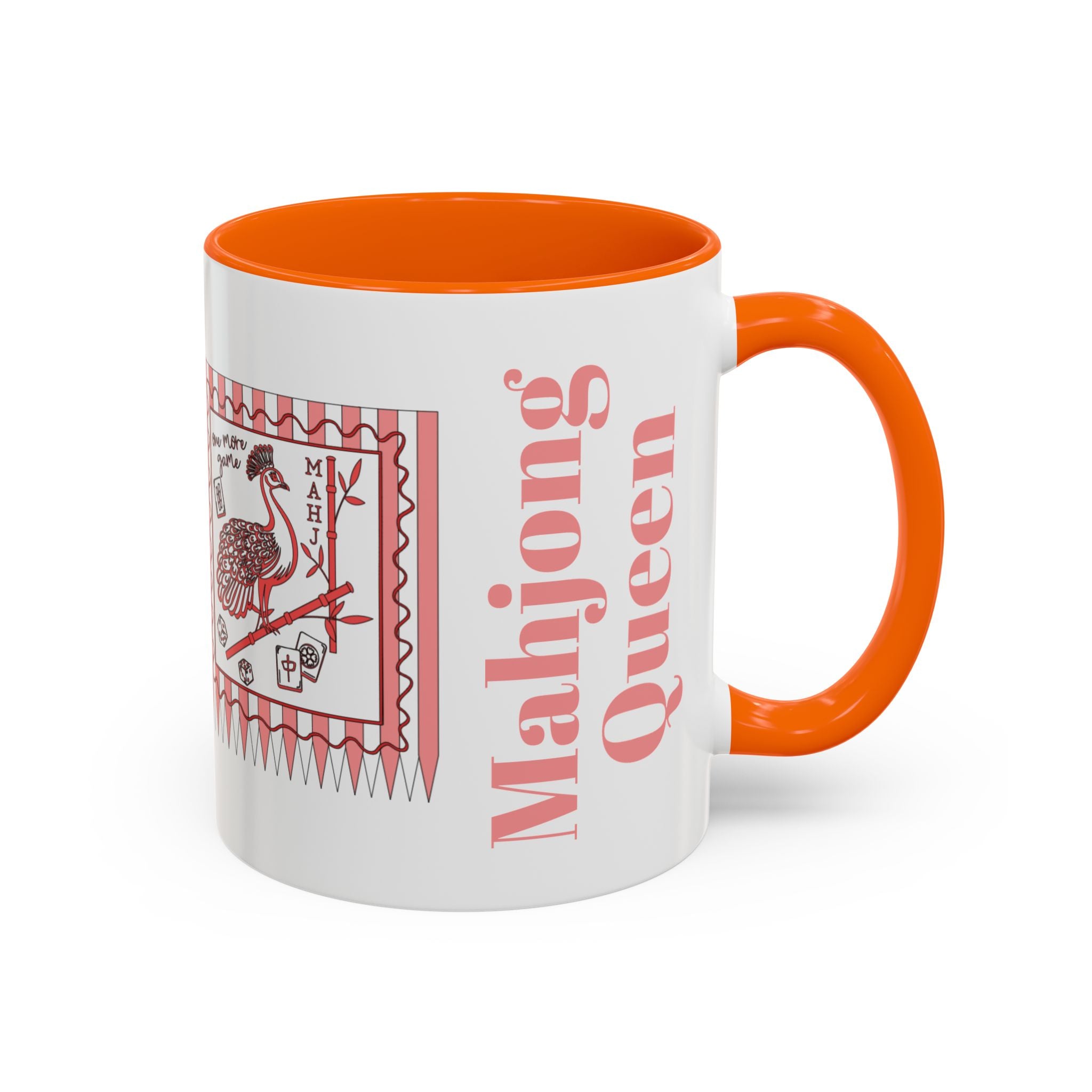Mahjong Queen Accent Coffee Mug – Retro Tile Design, 11/15oz