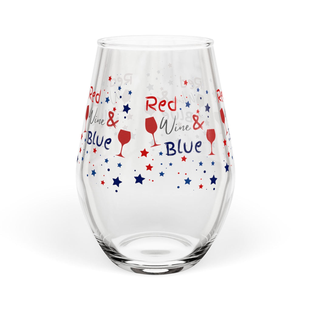 Stemless Wine Glass - "Red, White & Blue" Patriotic 4th of July Wine Glass