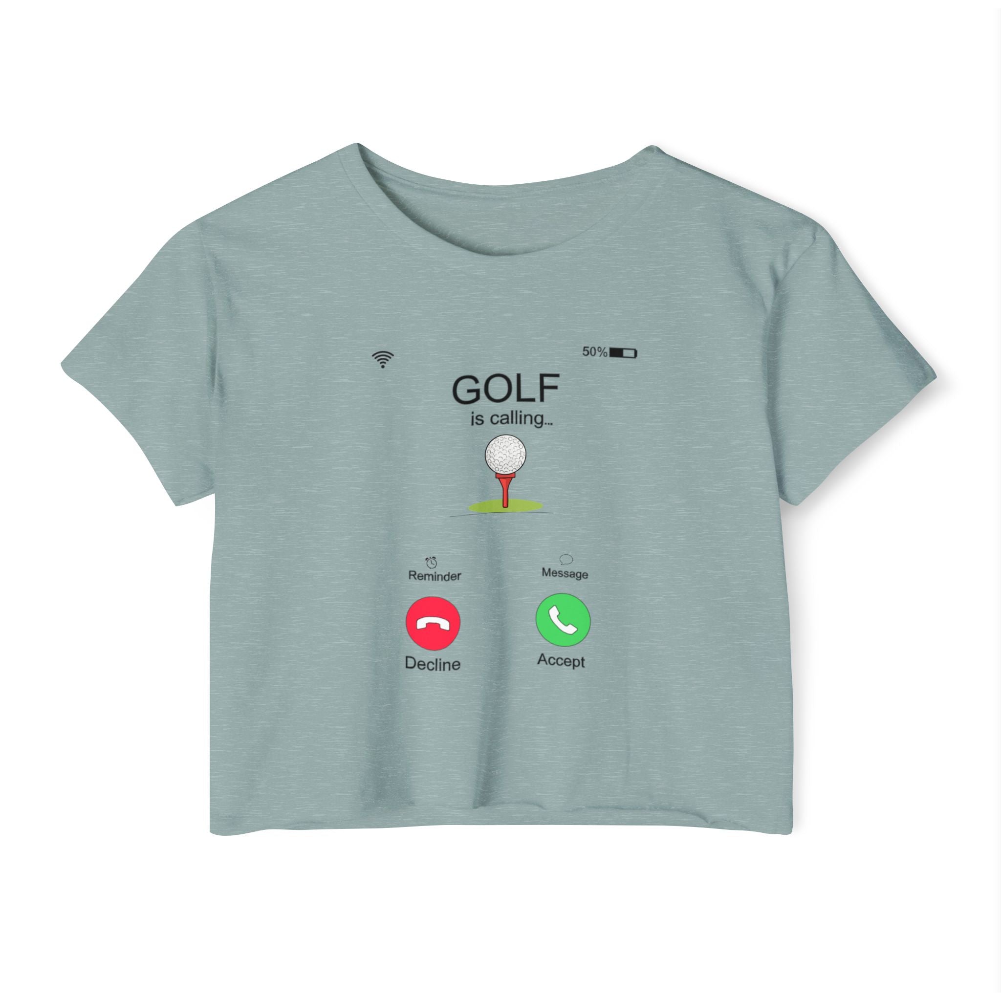 Golf Is Calling Crop Top — Women's Golf Tee with 'Golf is calling' Call Screen Design (Customizable Back)