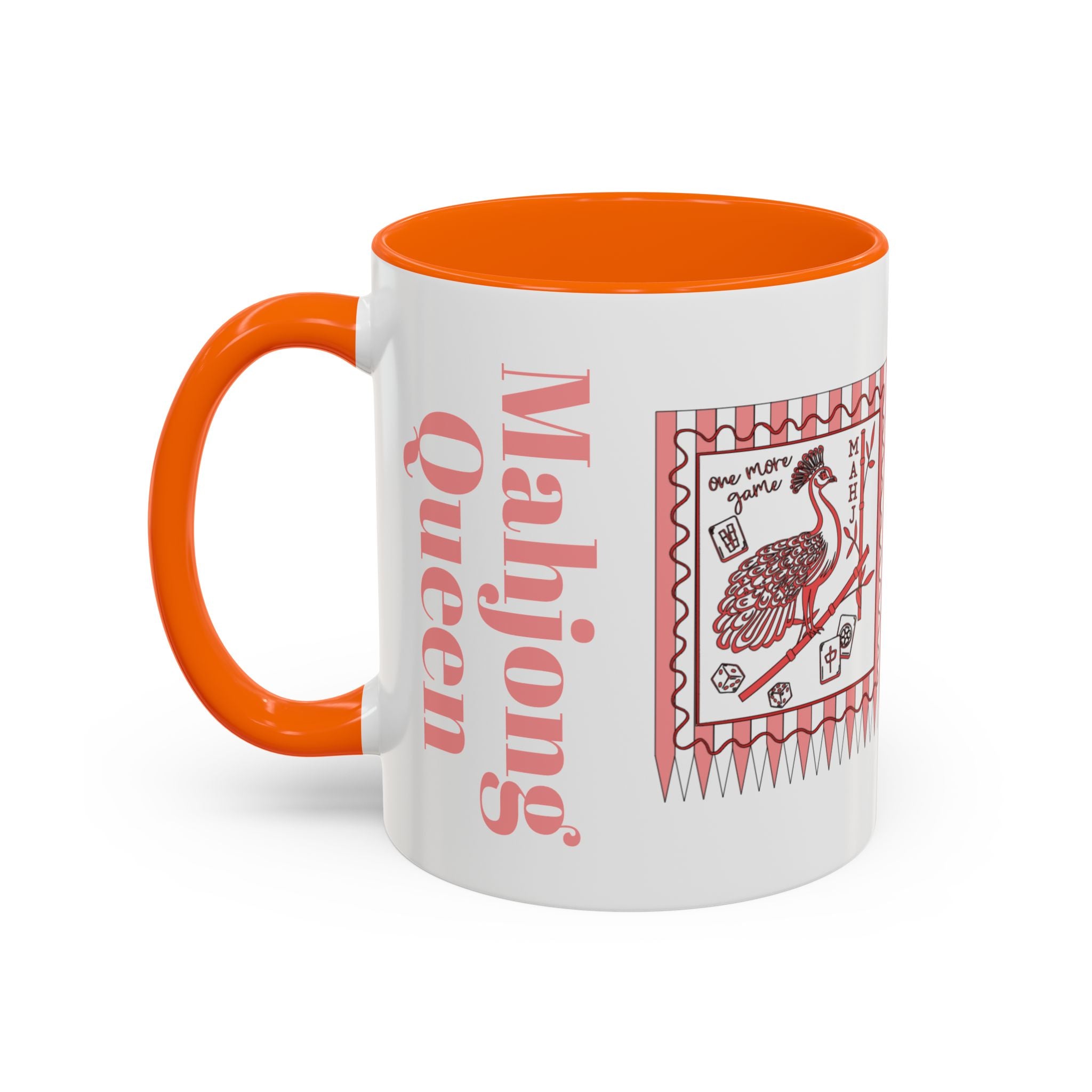 Mahjong Queen Accent Coffee Mug – Retro Tile Design, 11/15oz