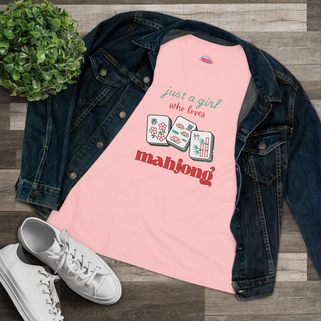 Just a Girl Who Loves Mahjong Tee — Women's Mahjong Graphic Shirt