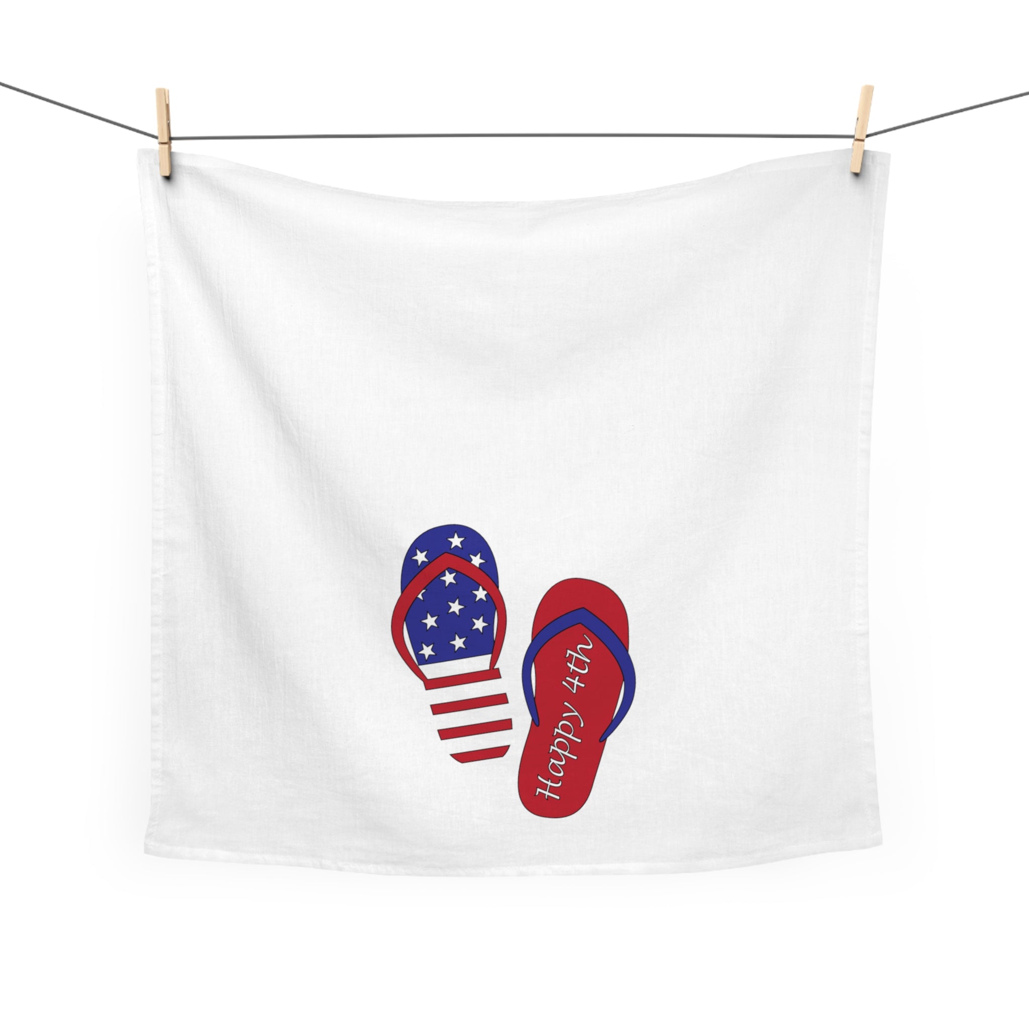 4th of July Flip Flop Tea Towel – Patriotic Stars & Stripes Kitchen Towel