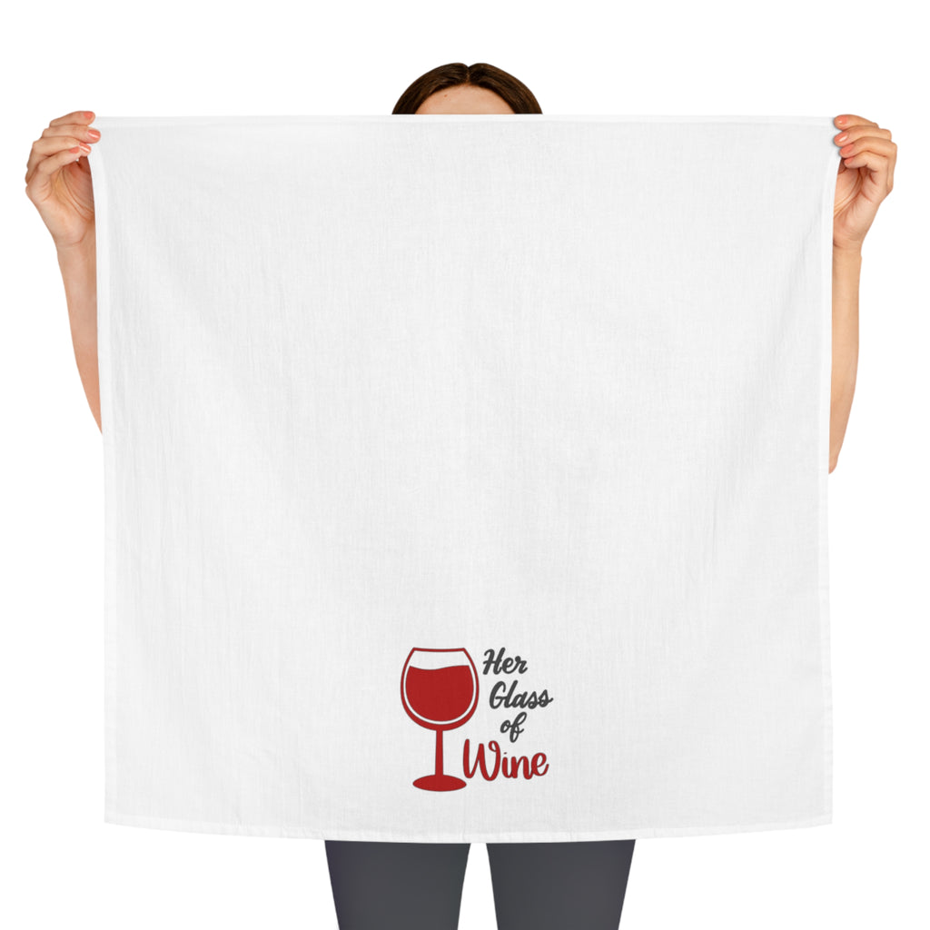 Wine Lover Tea Towel — "Her Glass of Wine" Kitchen Towel