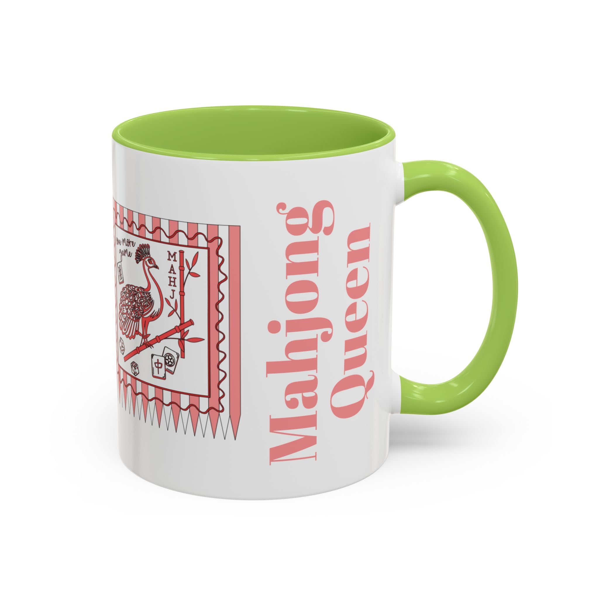 Mahjong Queen Accent Coffee Mug – Retro Tile Design, 11/15oz