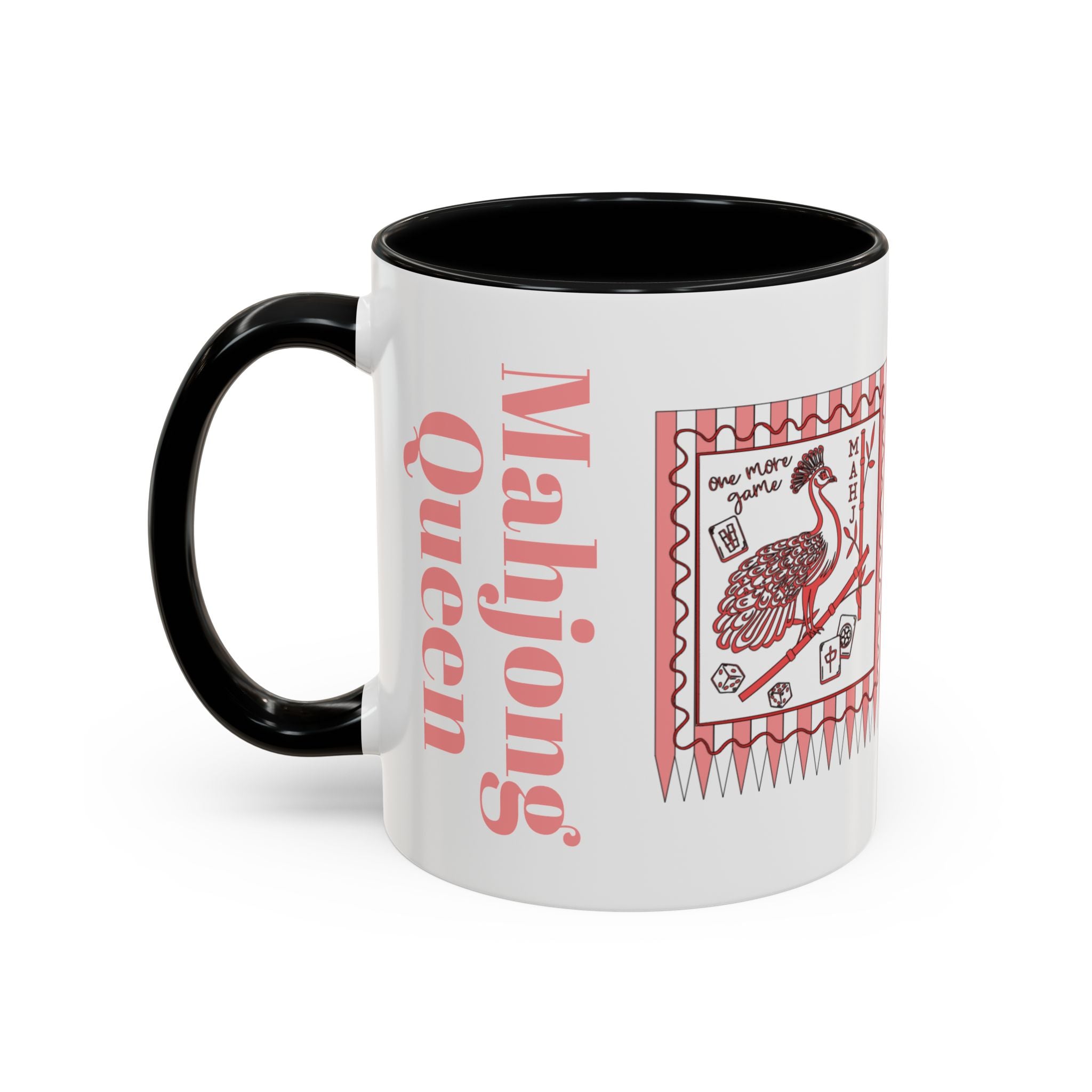 Mahjong Queen Accent Coffee Mug – Retro Tile Design, 11/15oz
