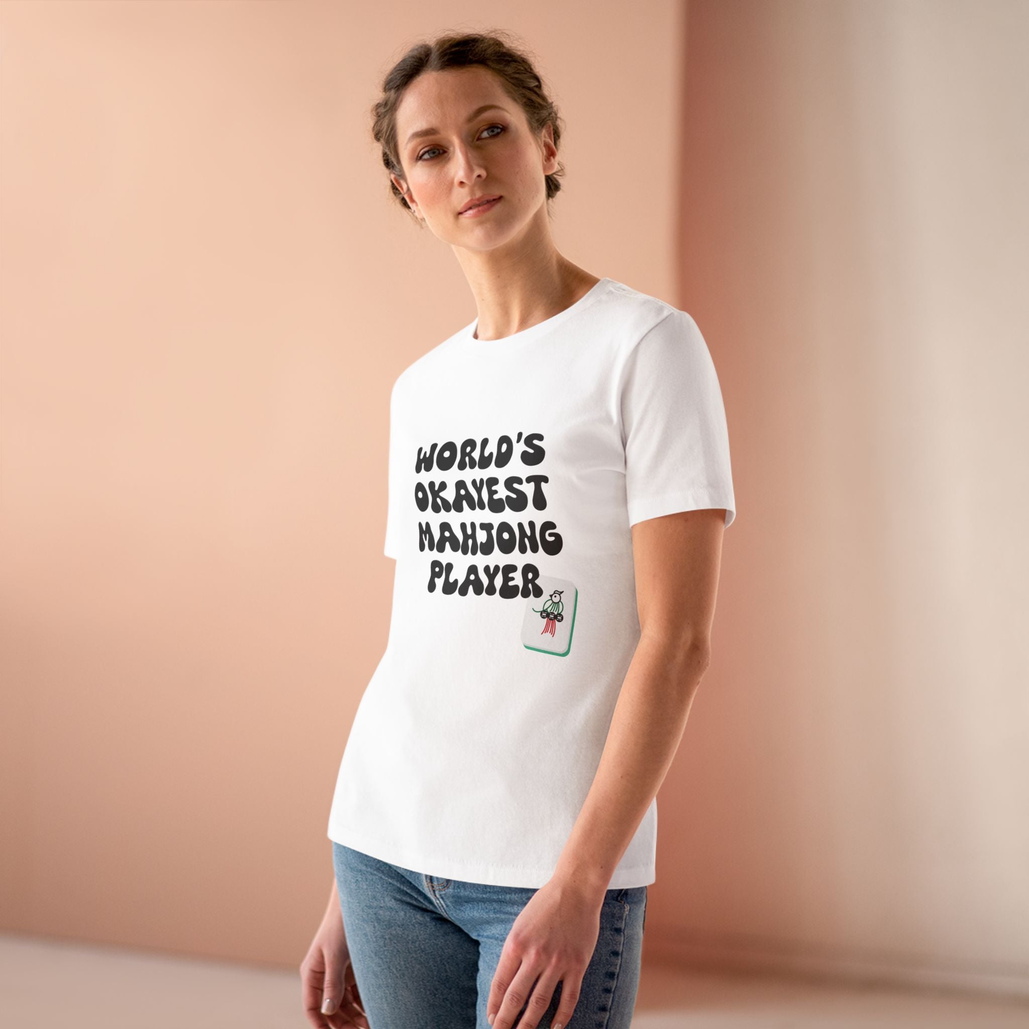 World's Okayest Mahjong Player Tee — Funny Mahjong Shirt for Women