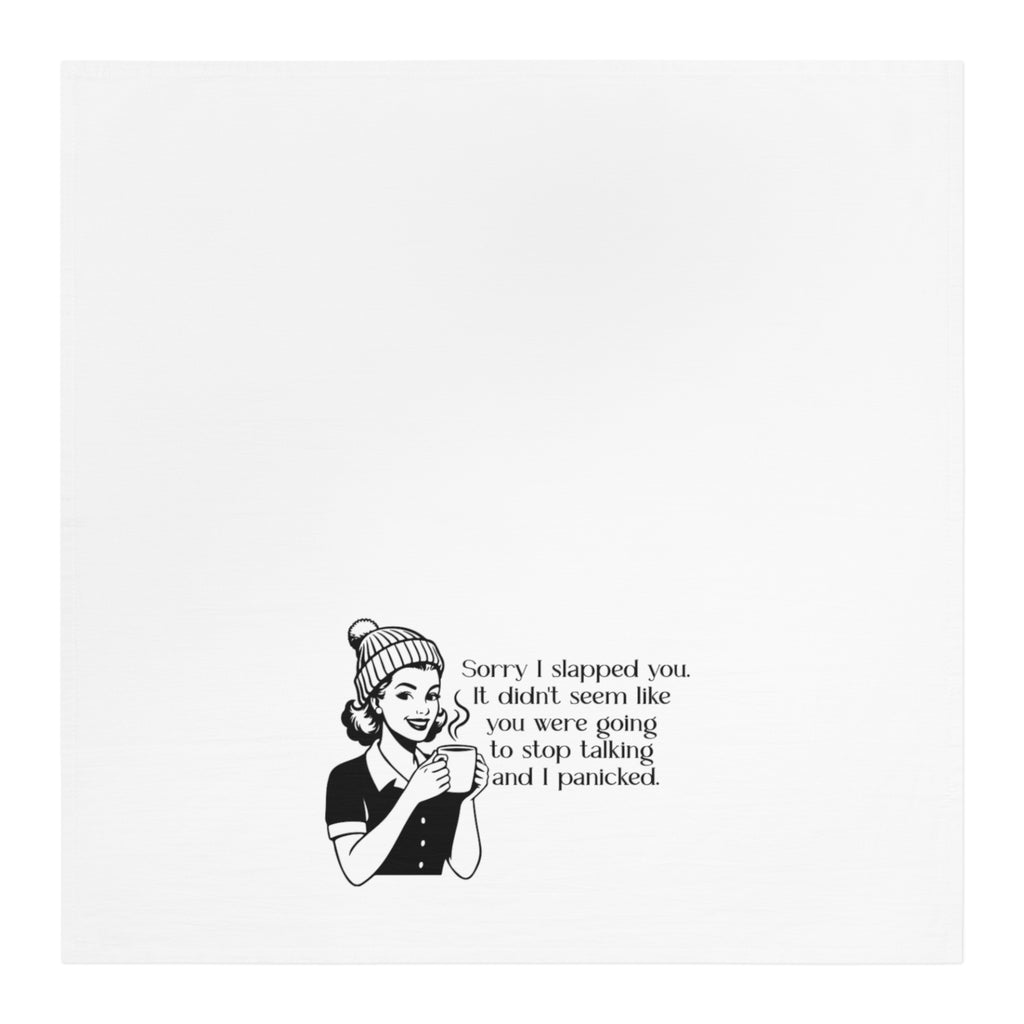 Tea Towel — Retro Illustration 'Sorry I Slapped You' Dish Towel, Funny Sarcastic Kitchen Gift