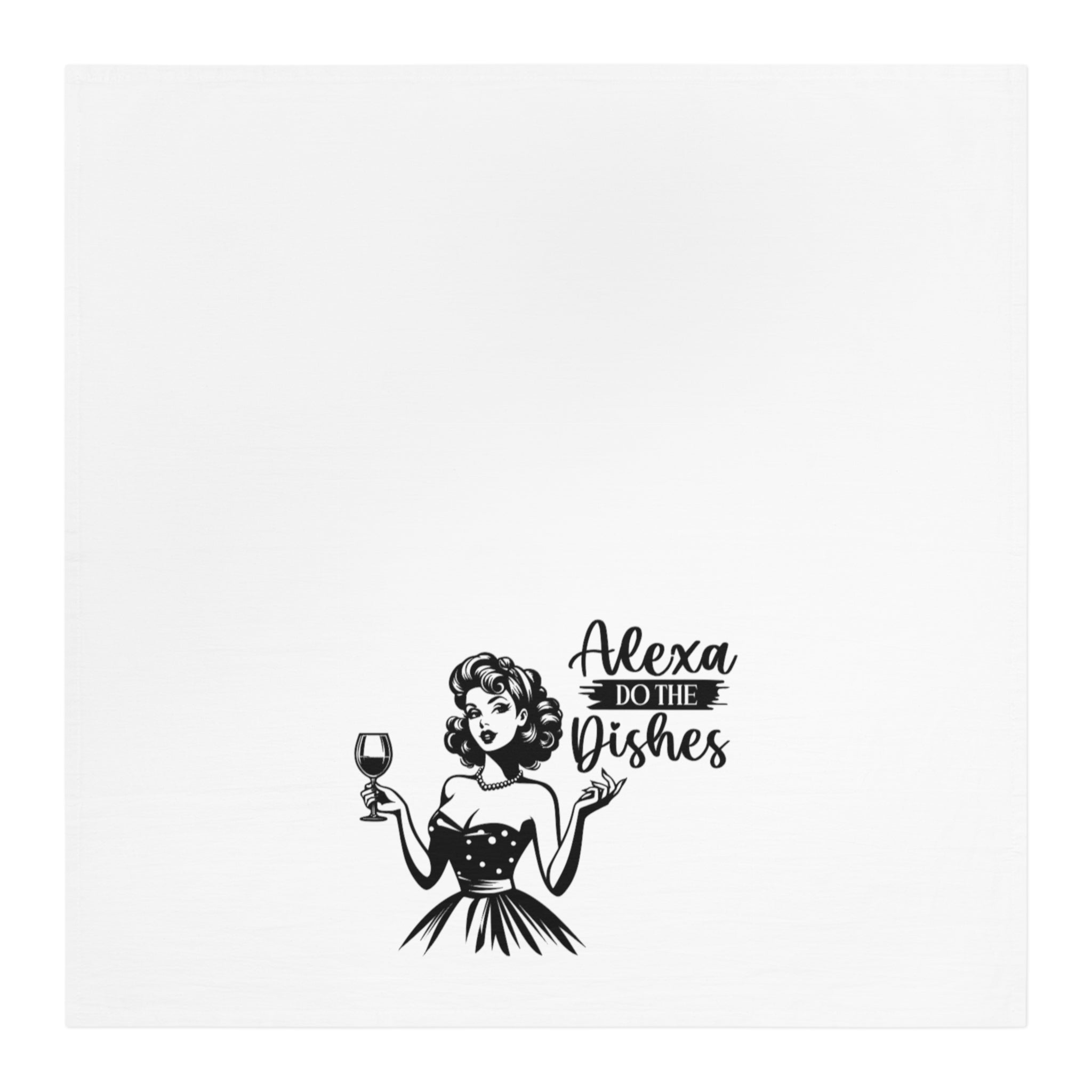Tea Towel — Alexa Do The Dishes Retro Housewife Wine Kitchen Towel