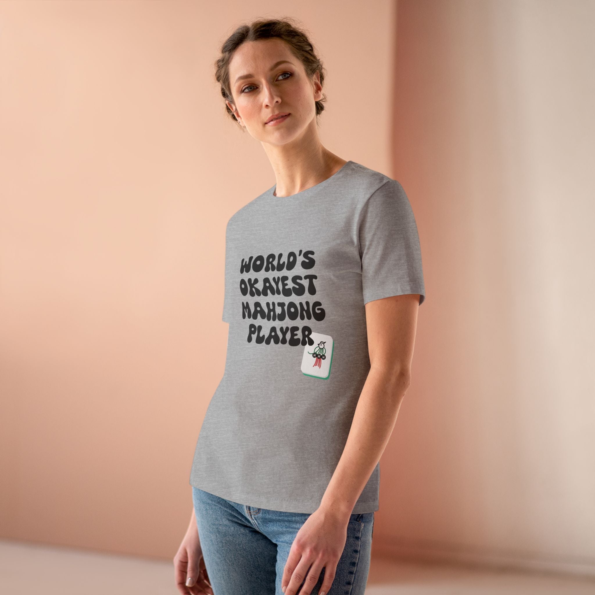 World's Okayest Mahjong Player Tee — Funny Mahjong Shirt for Women