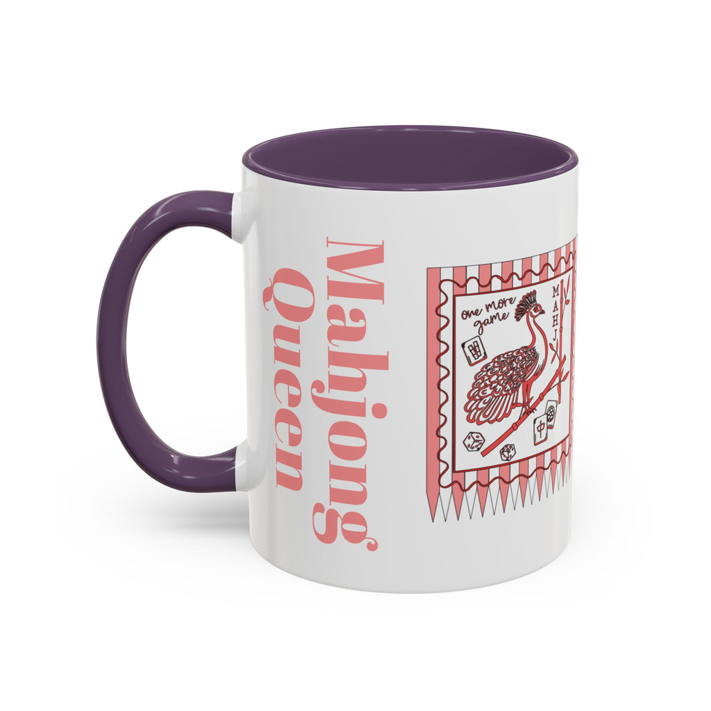 Mahjong Queen Accent Coffee Mug – Retro Tile Design, 11/15oz