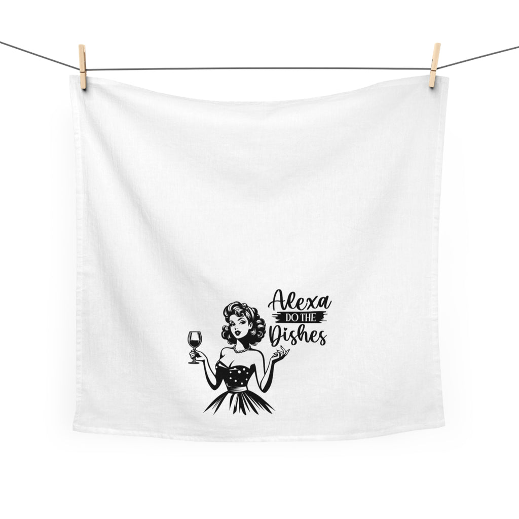 Tea Towel — Alexa Do The Dishes Retro Housewife Wine Kitchen Towel