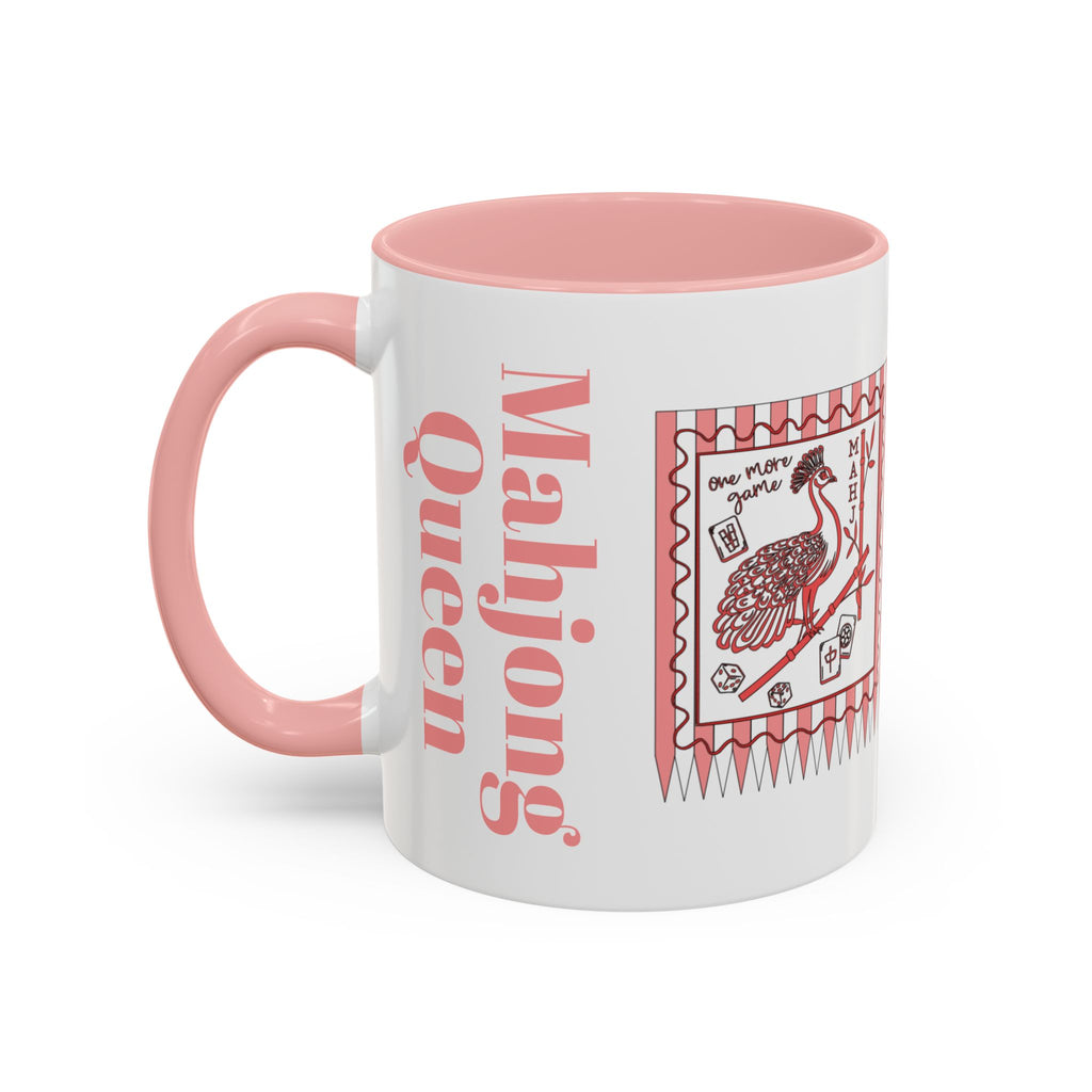 Mahjong Queen Accent Coffee Mug – Retro Tile Design, 11/15oz