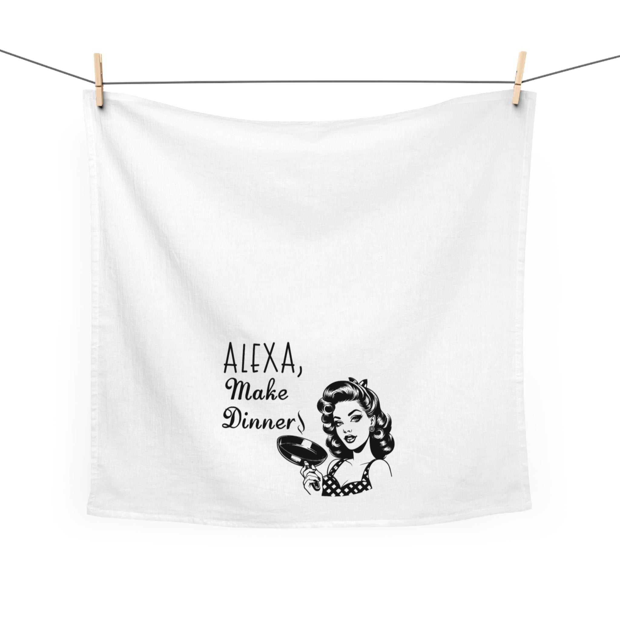 Alexa, Make Dinner Tea Towel — Retro Kitchen Dish Towel for Moms & Hosts