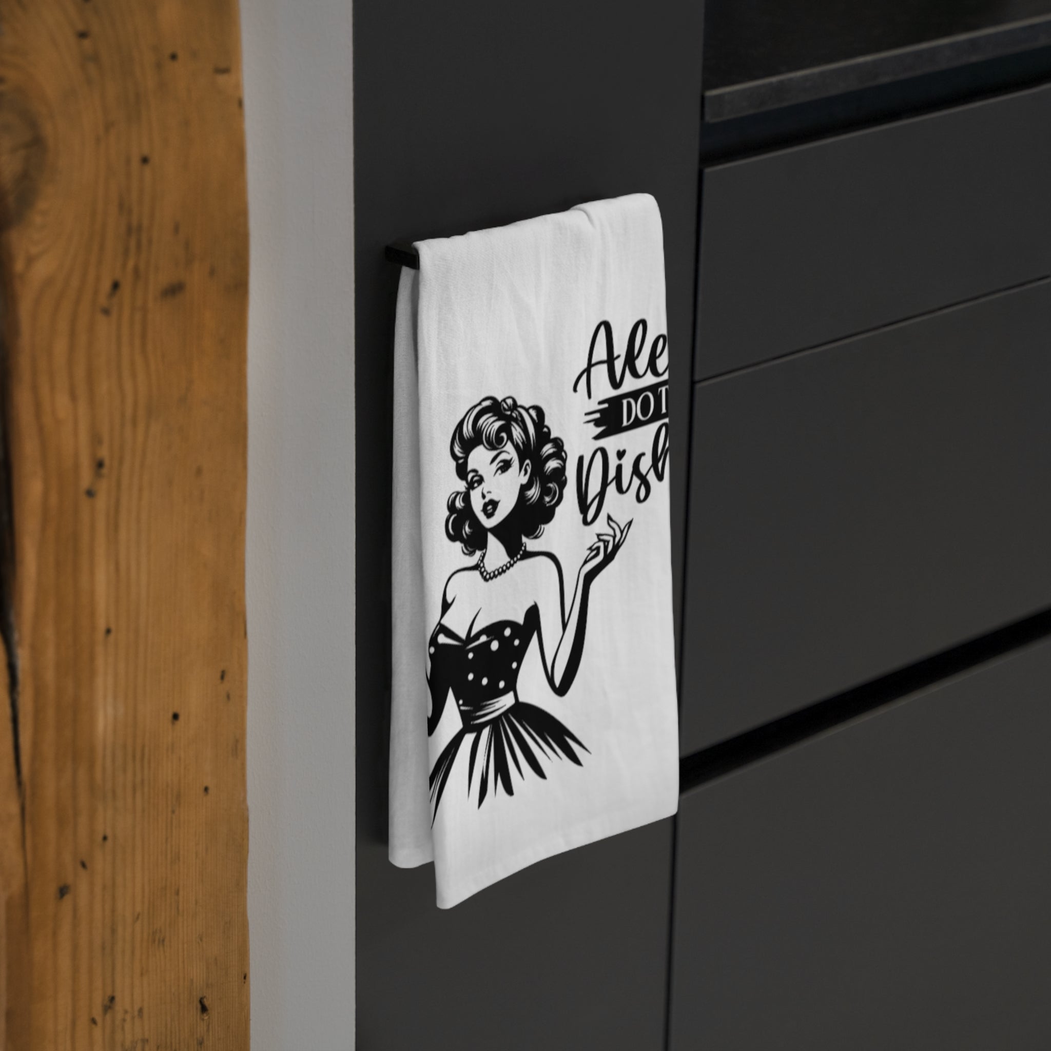 Tea Towel — Alexa Do The Dishes Retro Housewife Wine Kitchen Towel