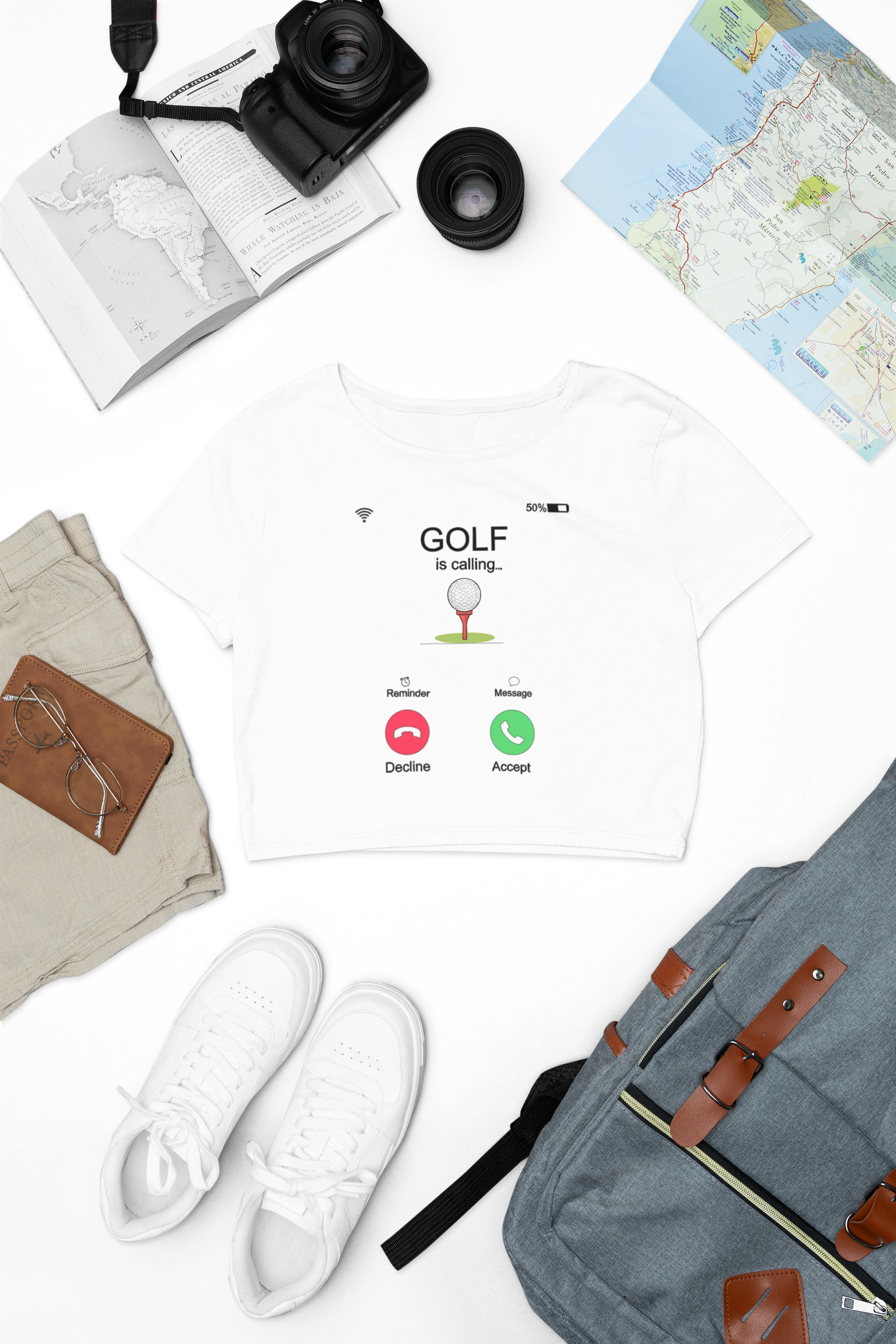 Golf Is Calling Crop Top — Women's Golf Tee with 'Golf is calling' Call Screen Design (Customizable Back)