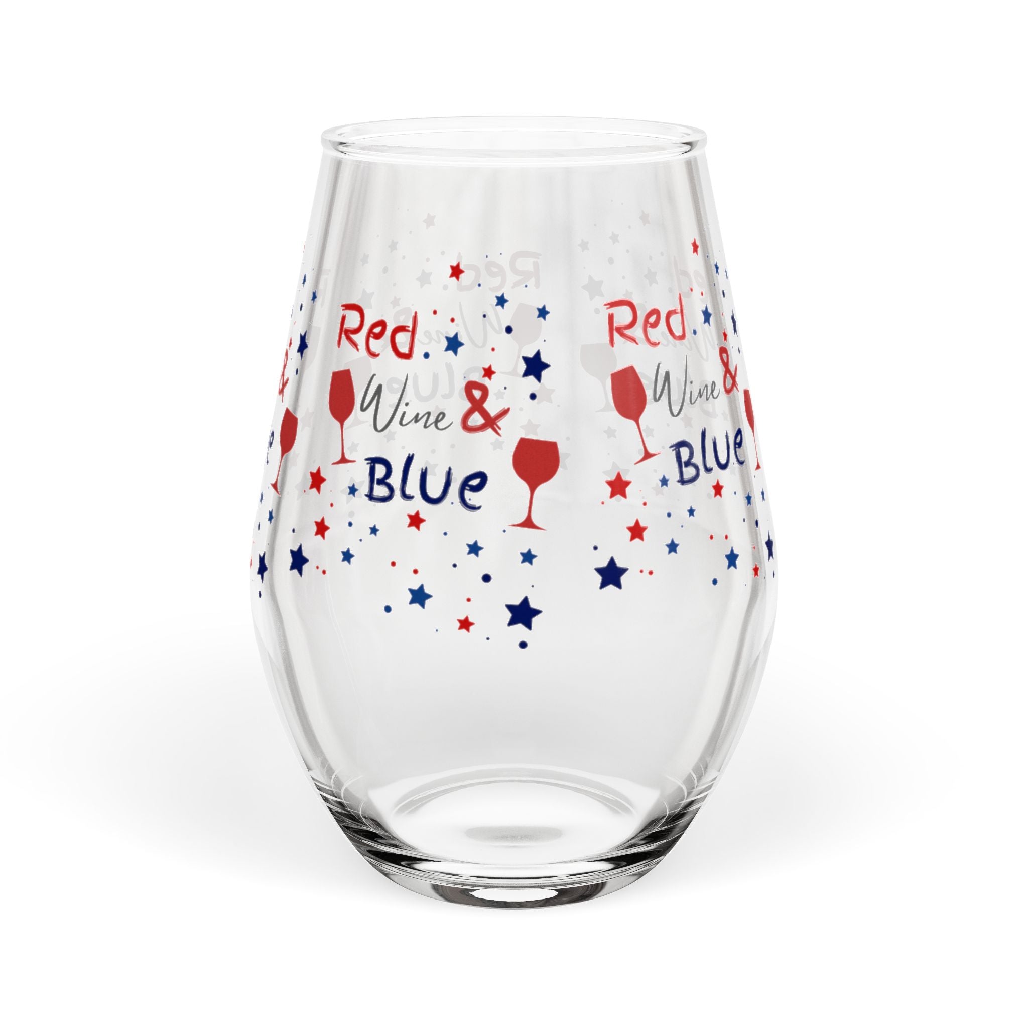 Stemless Wine Glass - "Red, White & Blue" Patriotic 4th of July Wine Glass