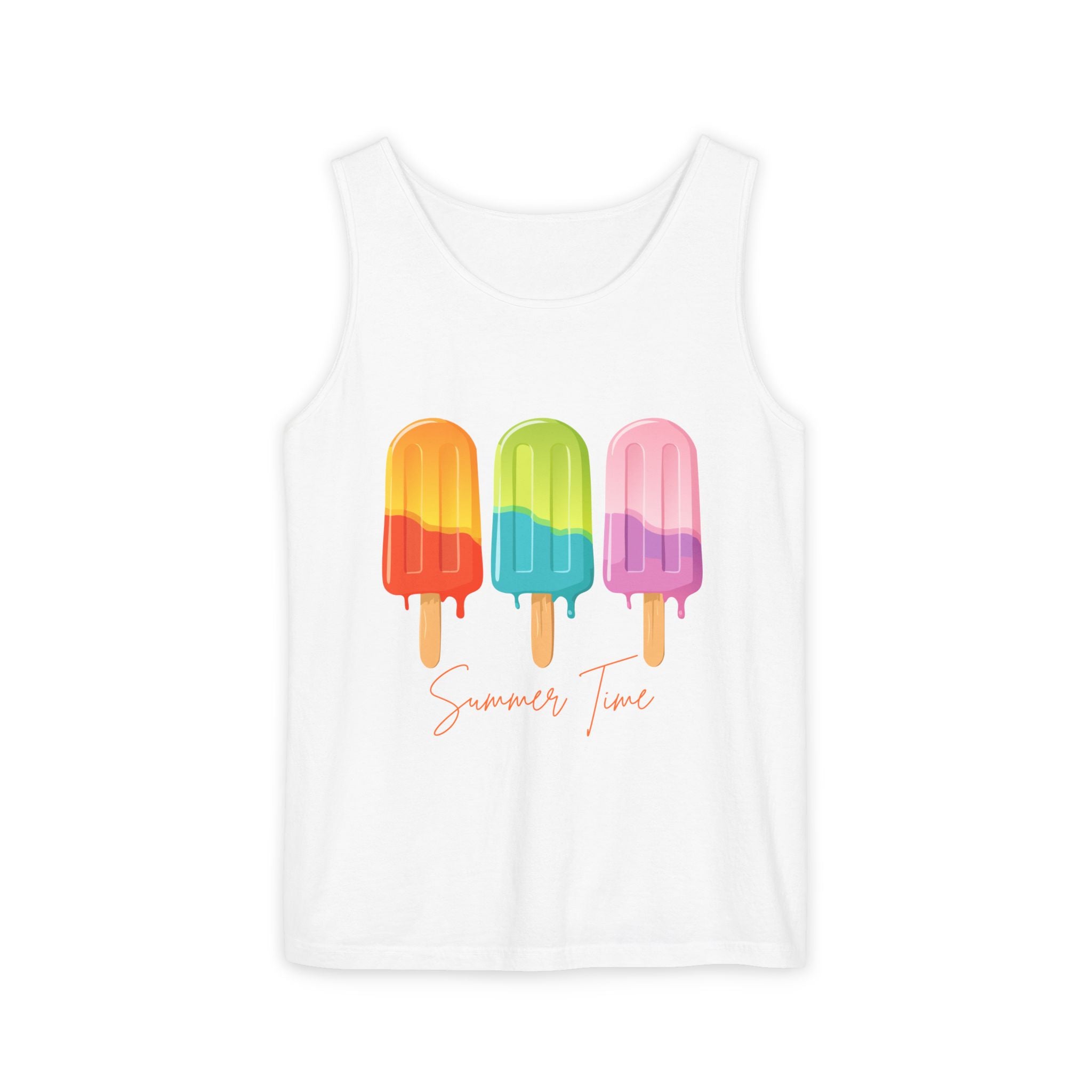 Popsicle Summer Tank Top — "Summer Time" Colorful Ice Pop Graphic