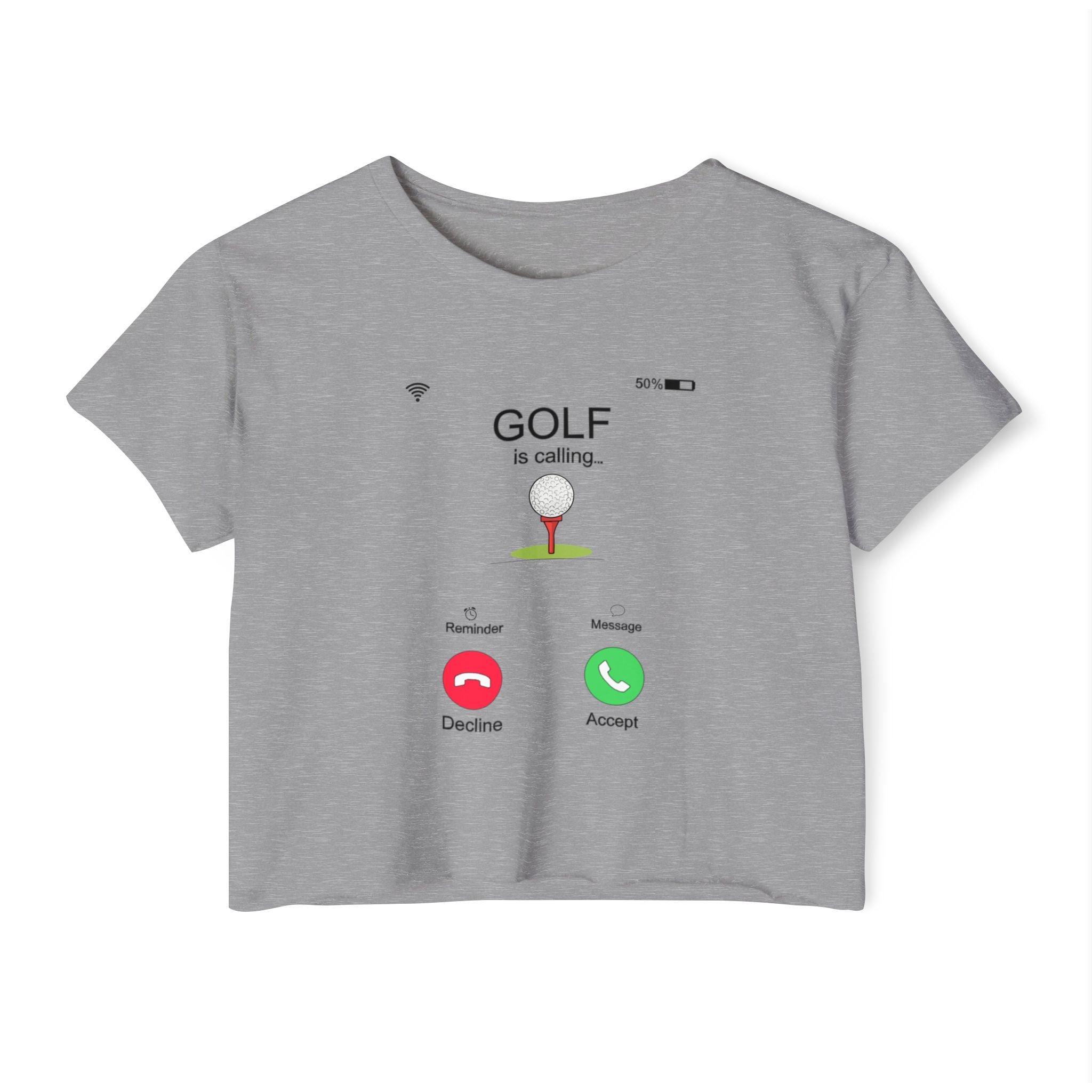 Golf Is Calling Crop Top — Women's Golf Tee with 'Golf is calling' Call Screen Design (Customizable Back)