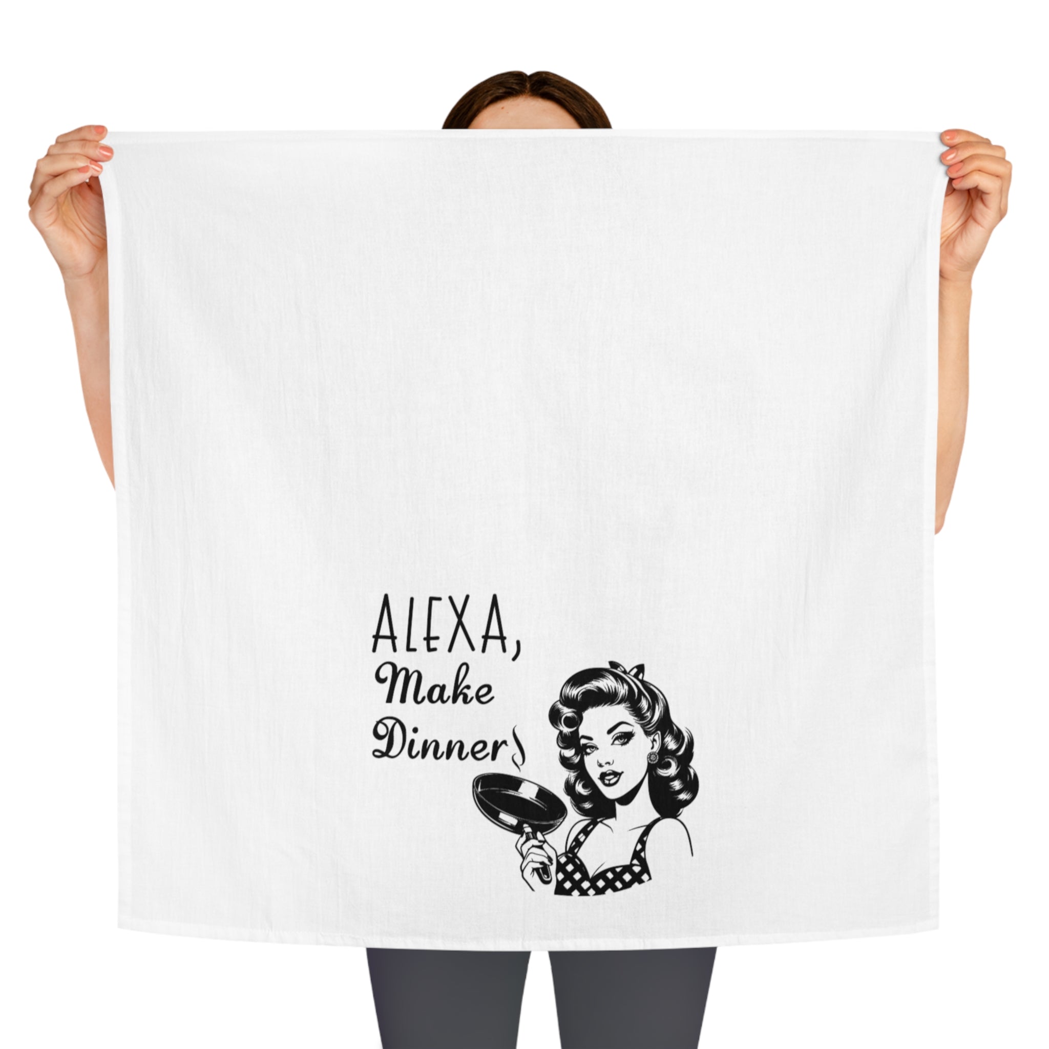 Alexa, Make Dinner Tea Towel — Retro Kitchen Dish Towel for Moms & Hosts