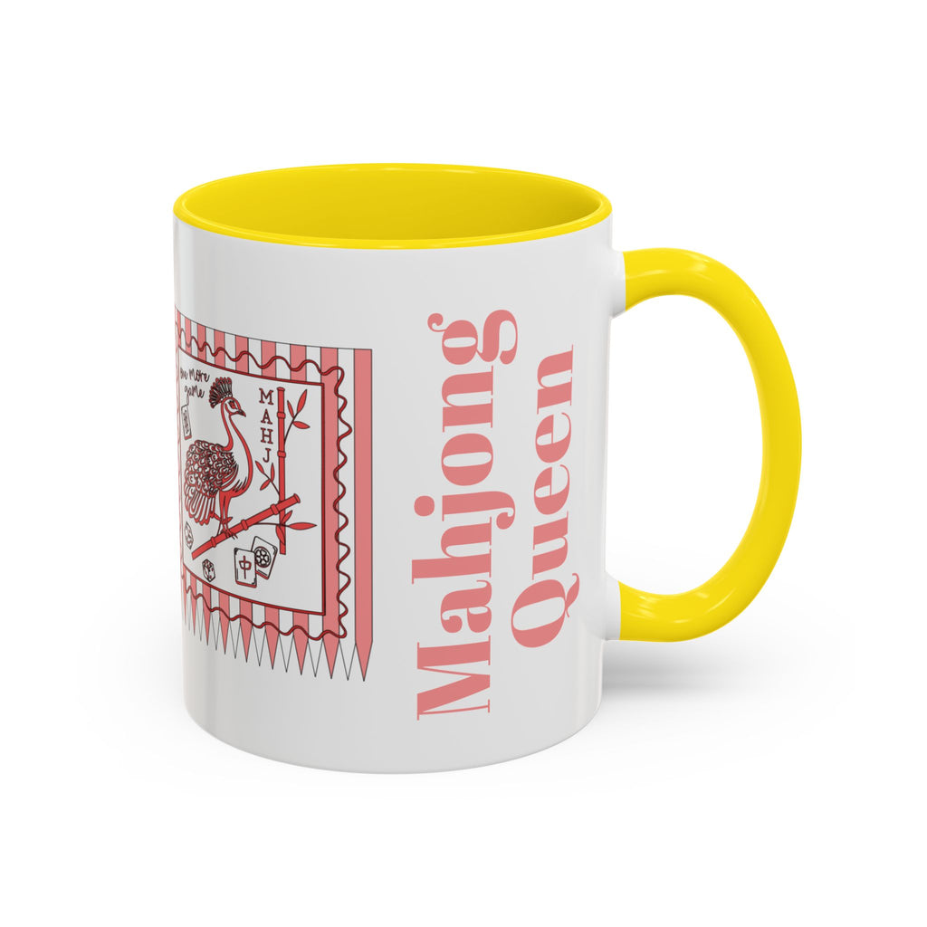 Mahjong Queen Accent Coffee Mug – Retro Tile Design, 11/15oz