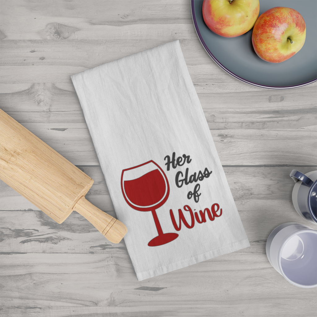 Wine Lover Tea Towel — "Her Glass of Wine" Kitchen Towel