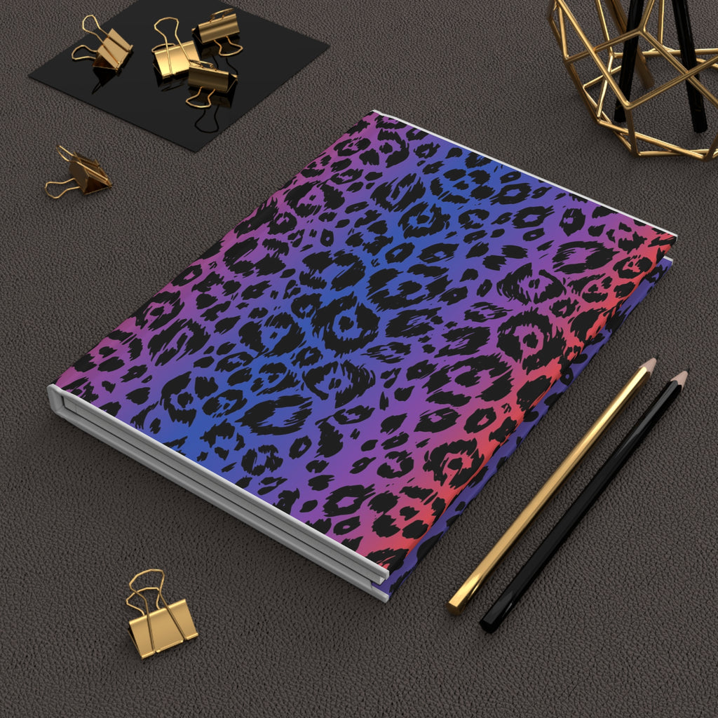 Hardcover Journal — Neon Ombre Leopard Print Notebook
