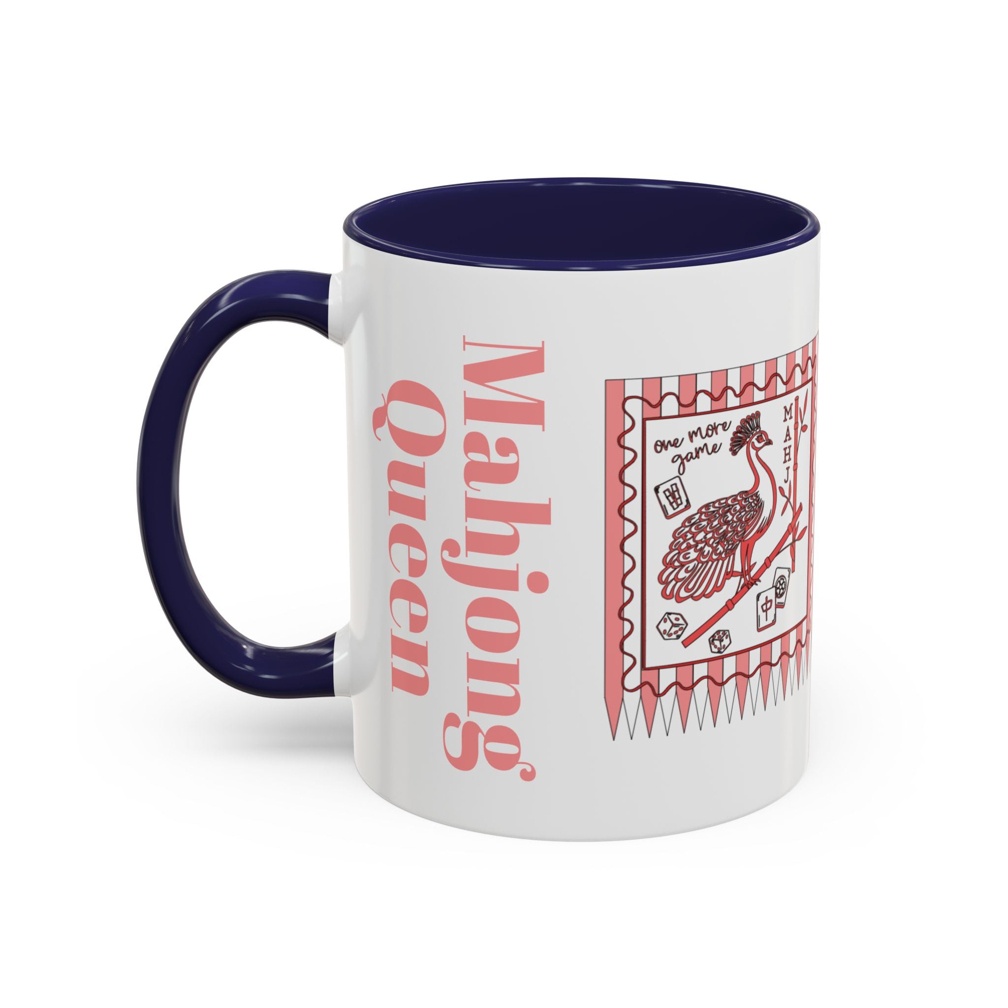 Mahjong Queen Accent Coffee Mug – Retro Tile Design, 11/15oz