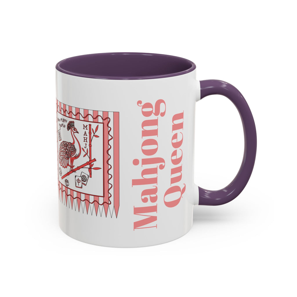 Mahjong Queen Accent Coffee Mug – Retro Tile Design, 11/15oz