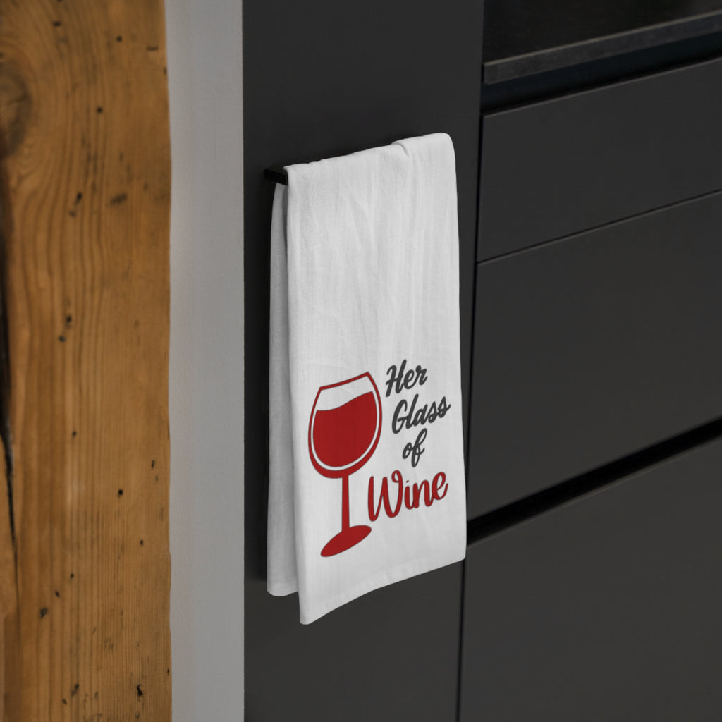Wine Lover Tea Towel — "Her Glass of Wine" Kitchen Towel