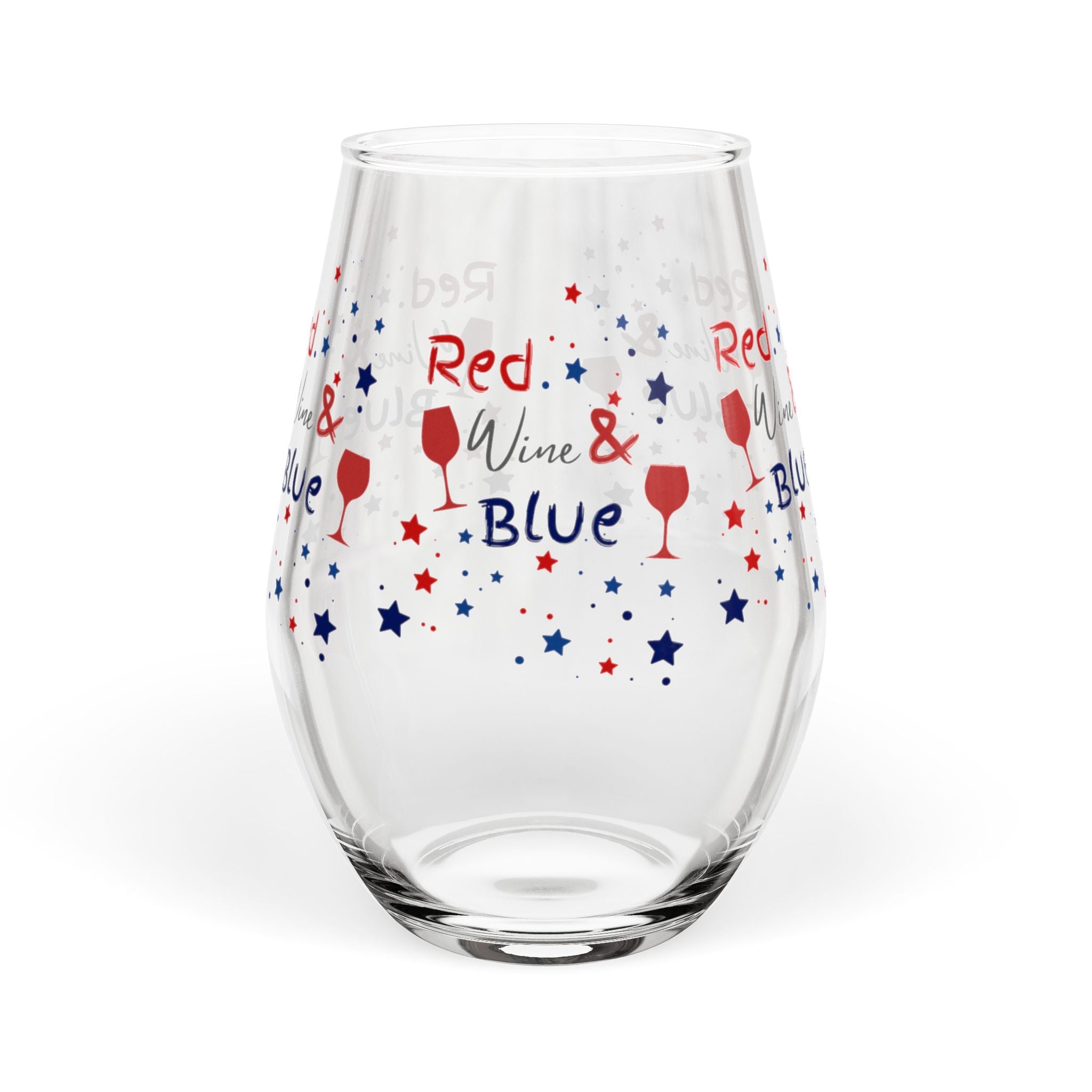 Stemless Wine Glass - "Red, White & Blue" Patriotic 4th of July Wine Glass