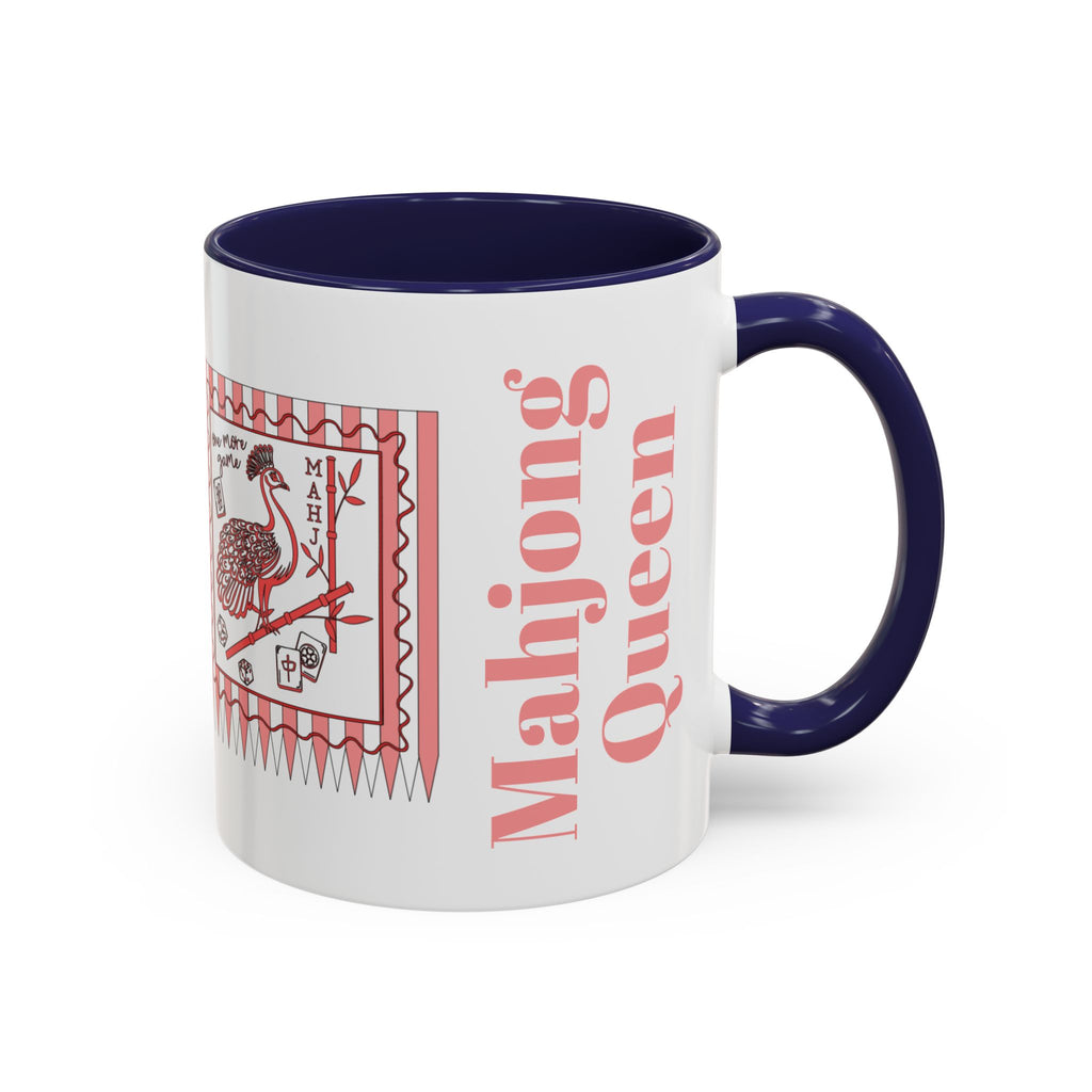 Mahjong Queen Accent Coffee Mug – Retro Tile Design, 11/15oz
