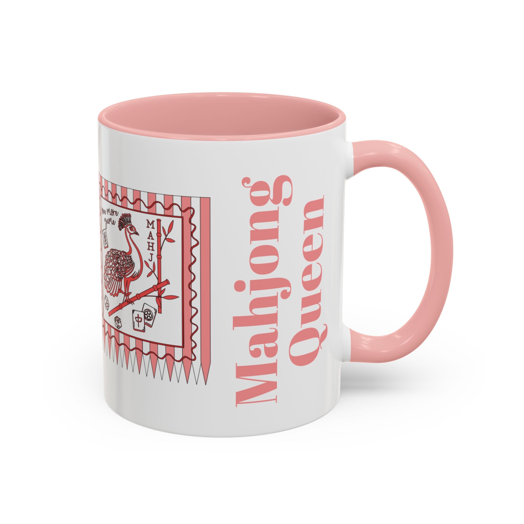Mahjong Queen Accent Coffee Mug – Retro Tile Design, 11/15oz