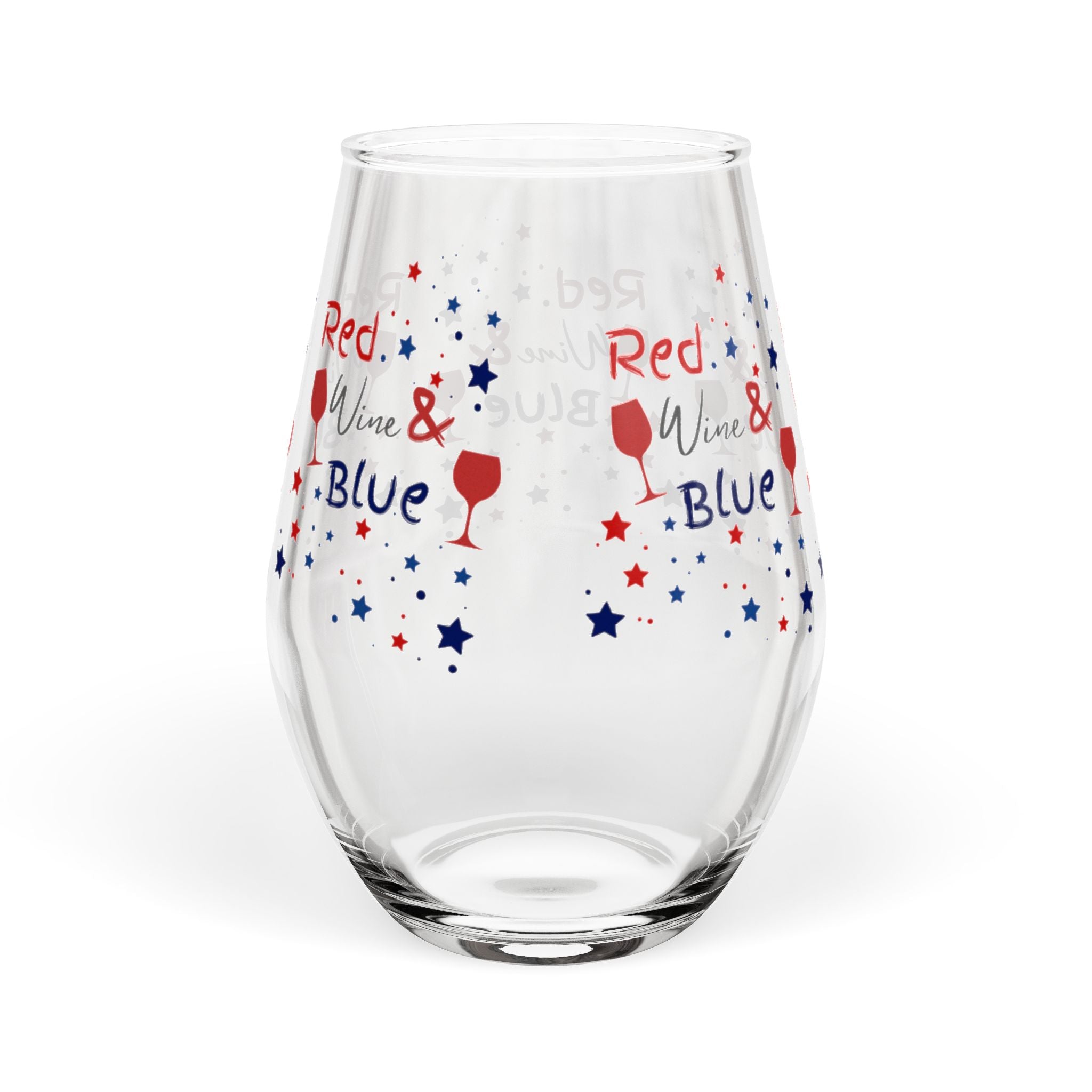 Stemless Wine Glass - "Red, White & Blue" Patriotic 4th of July Wine Glass