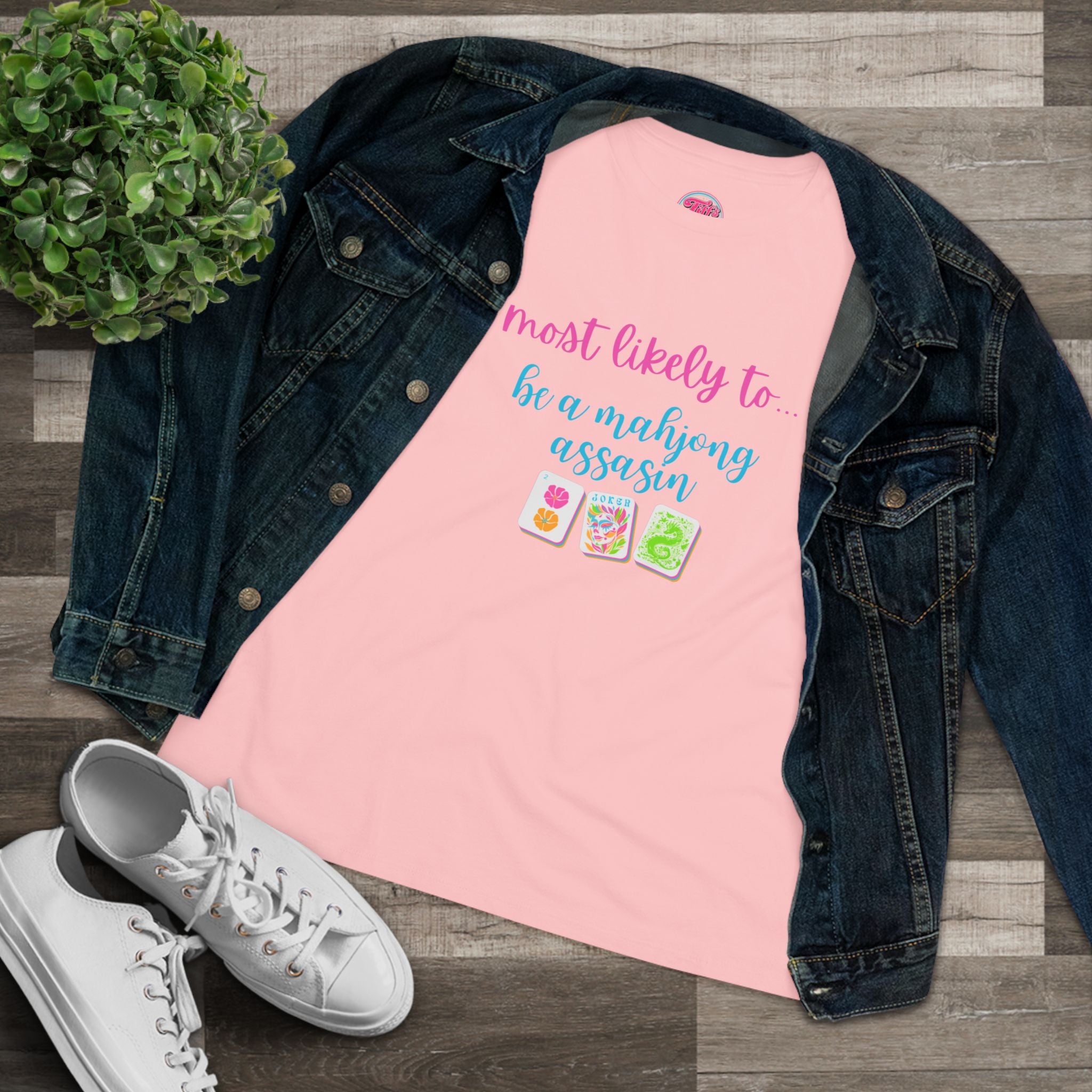 Most Likely to Be a Mahjong Assassin Tee - Funny Mahjong Women's Cotton Tee